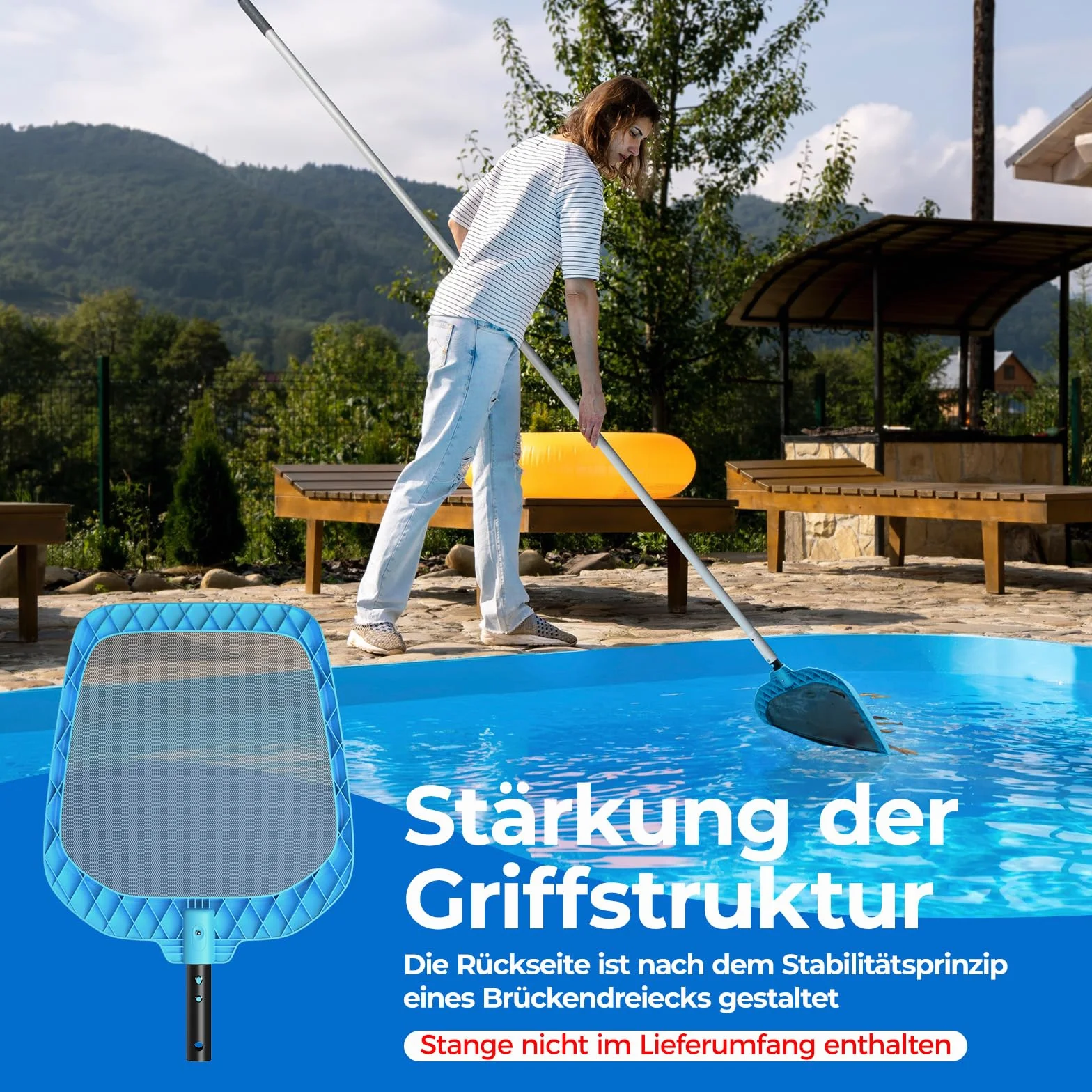 Mowend Épuisettes de Piscine, Filet de Surface pour Piscine avec Cadre en Plastique Renforcé Durable pour Poteaux Télescopiques > 29 mm