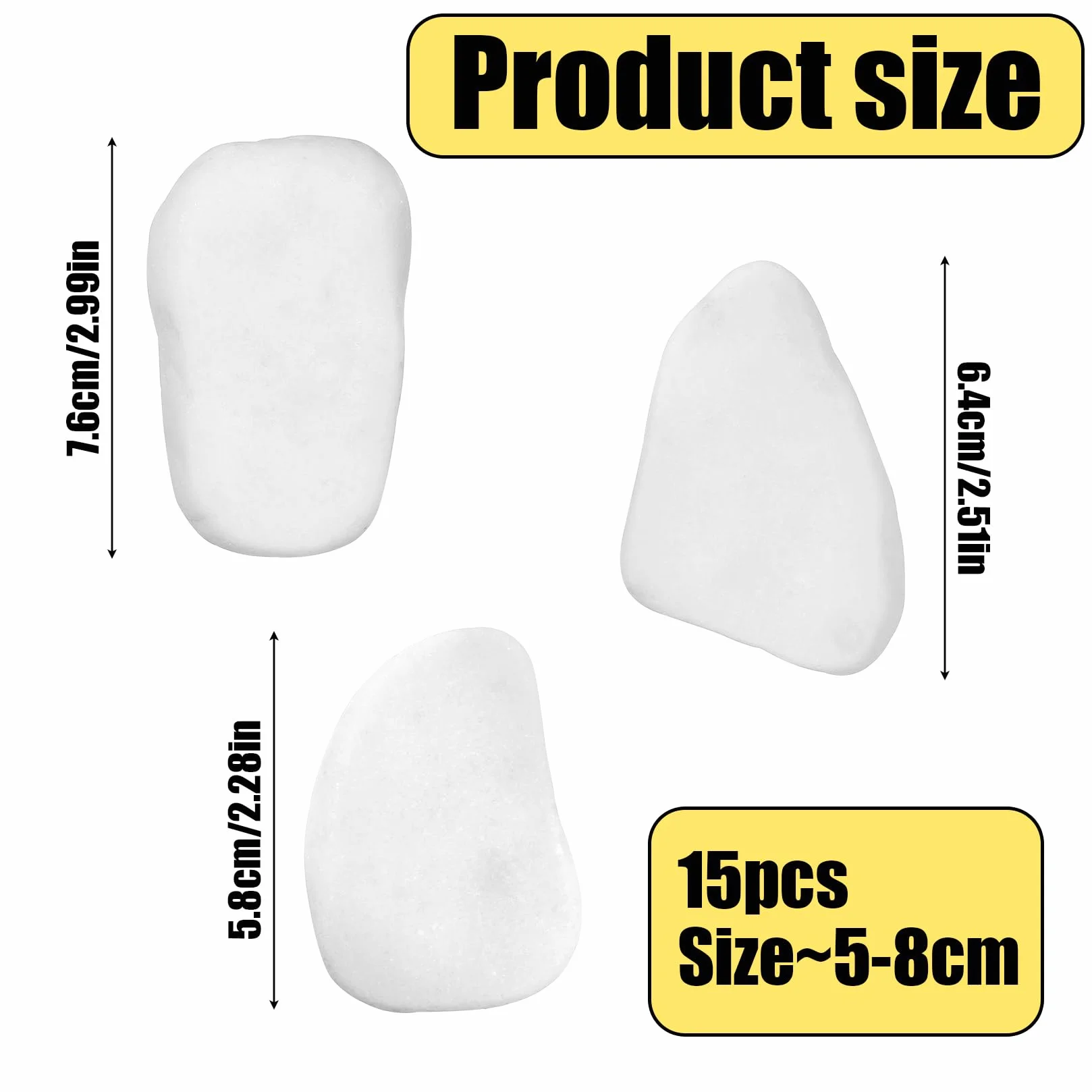 Pierres à Peindre 5-8 cm, Galets Décoratifs Blancs pour Jardin, Vase, Aquarium DIY