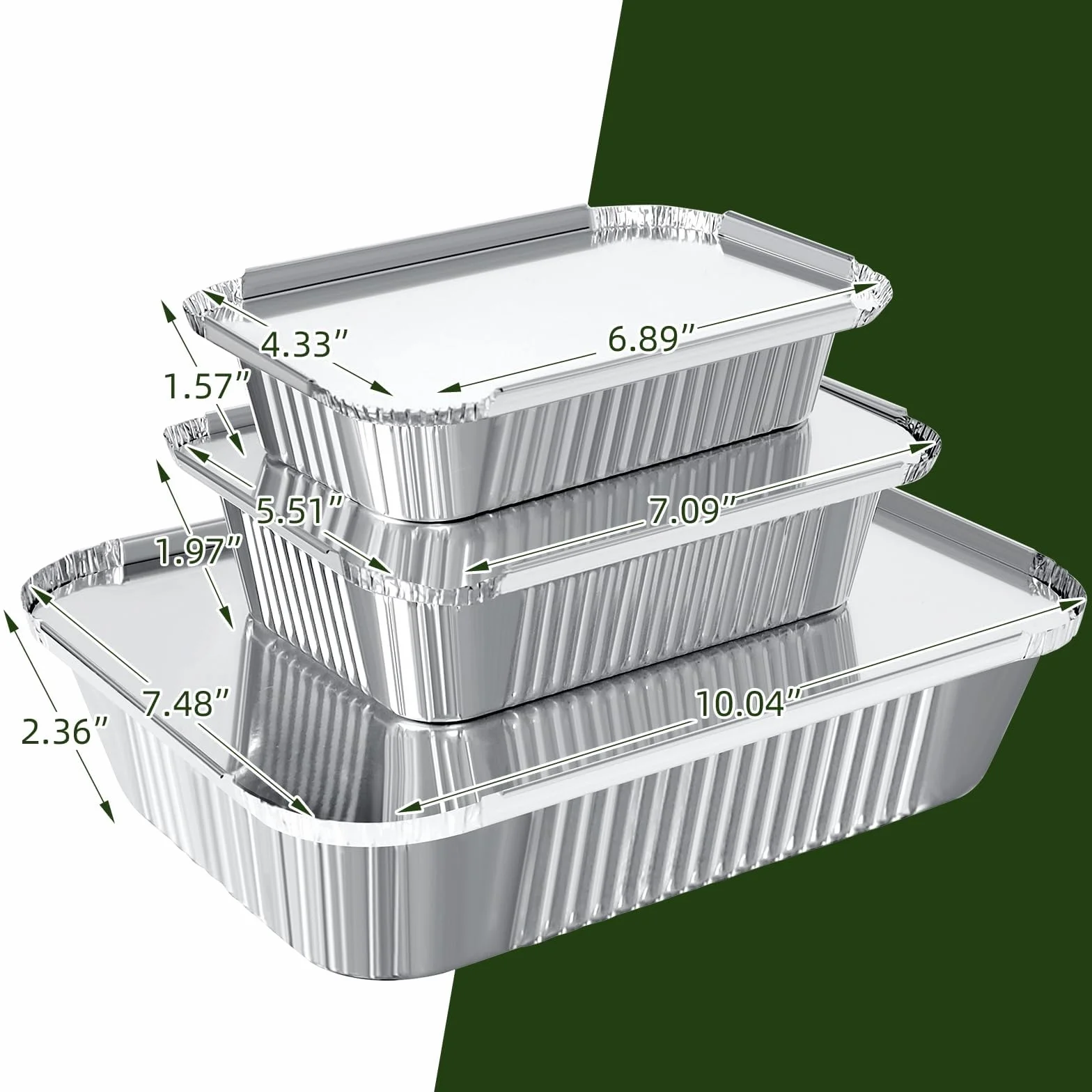 Barquette Aluminium 30 Pièces avec Couvercle 1750ml 700ml 410ml Réutilisables Jetable Barbecue Cuisiner Griller Cuire