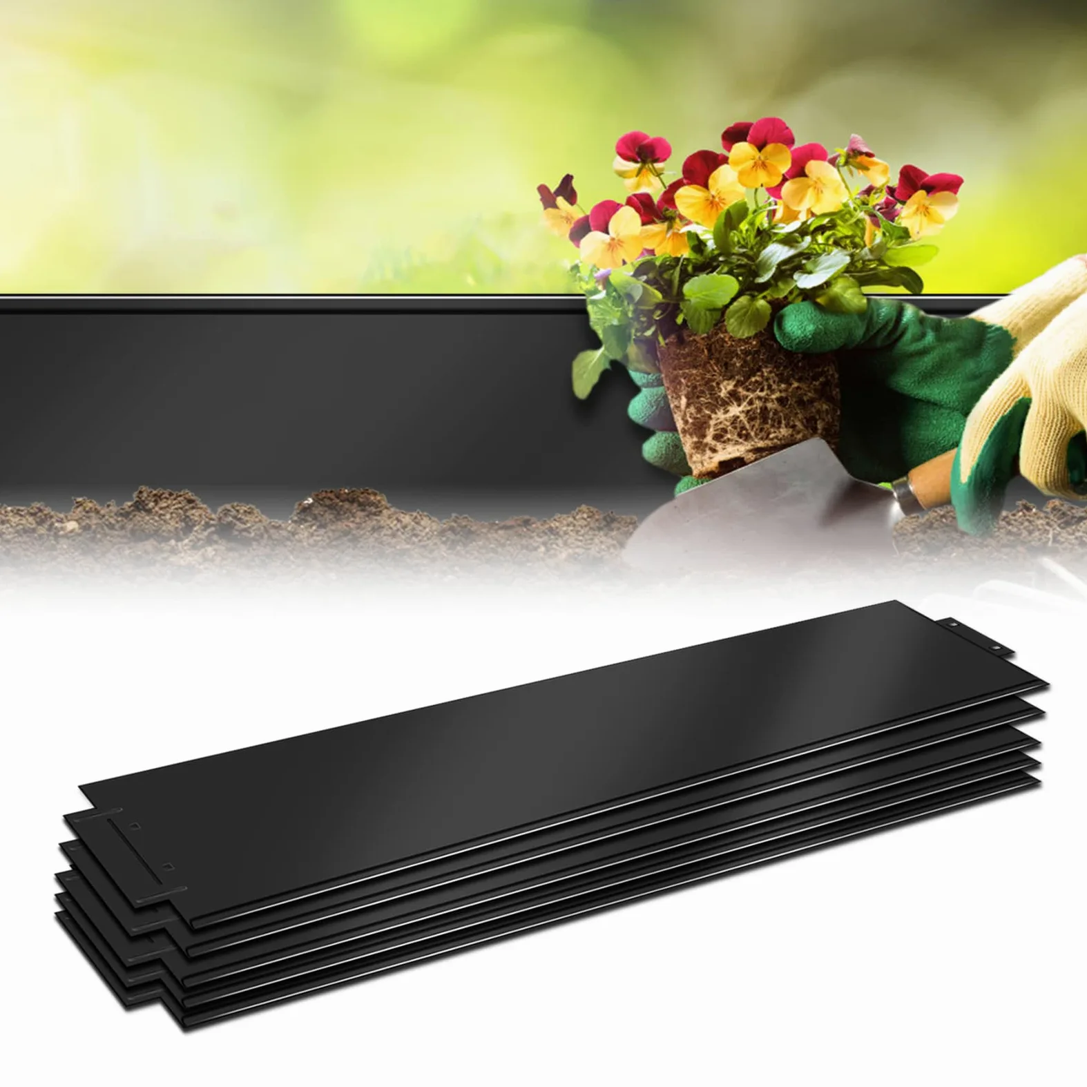 HENGMEI 15 m de bordure de pelouse en métal flexible - Hauteur 100 x 15 cm - Enveloppe de parterre - 15 pièces - Noir