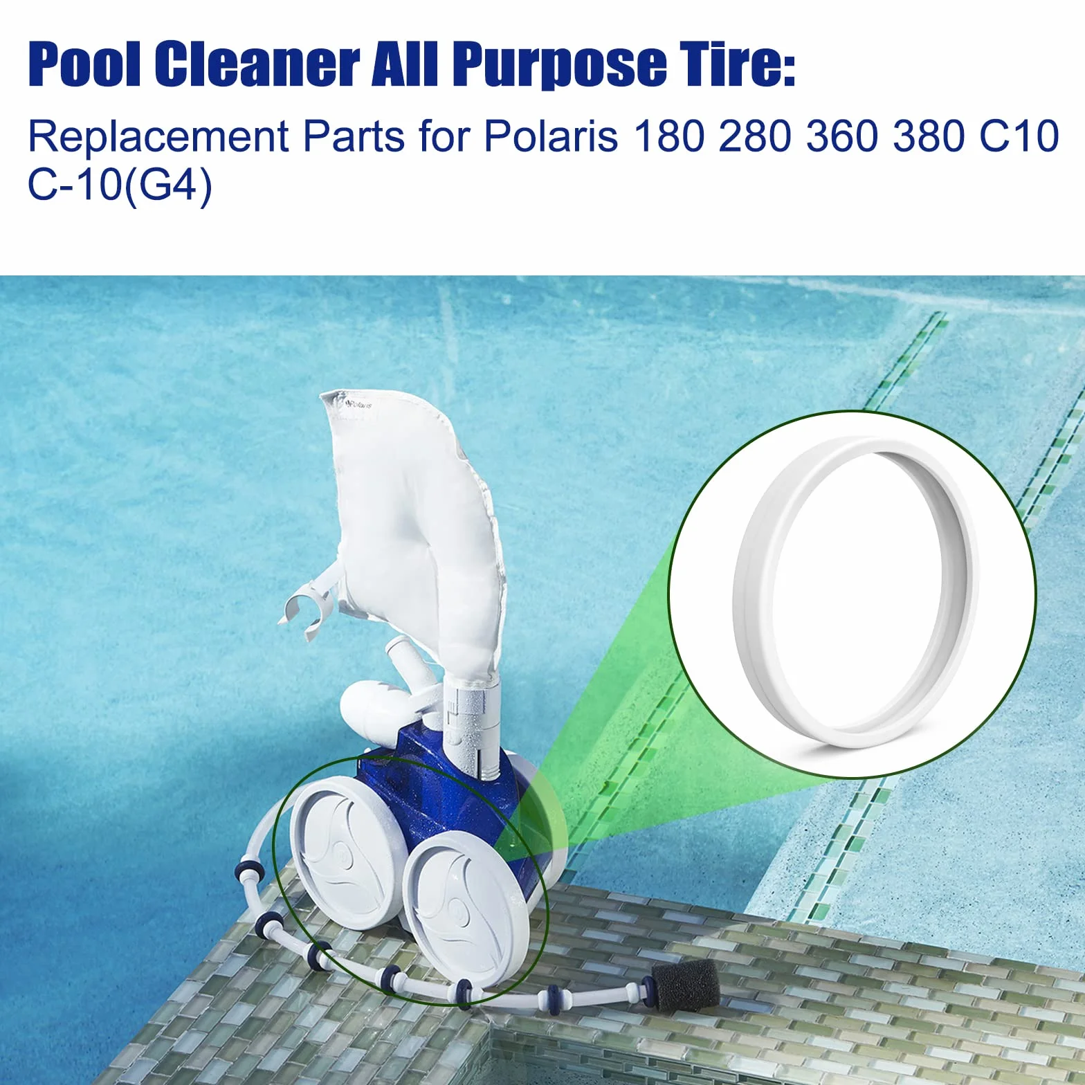 Pneus de Rechange de Piscine Polaris 280 S-Union 3 pièces pour Nettoyeur