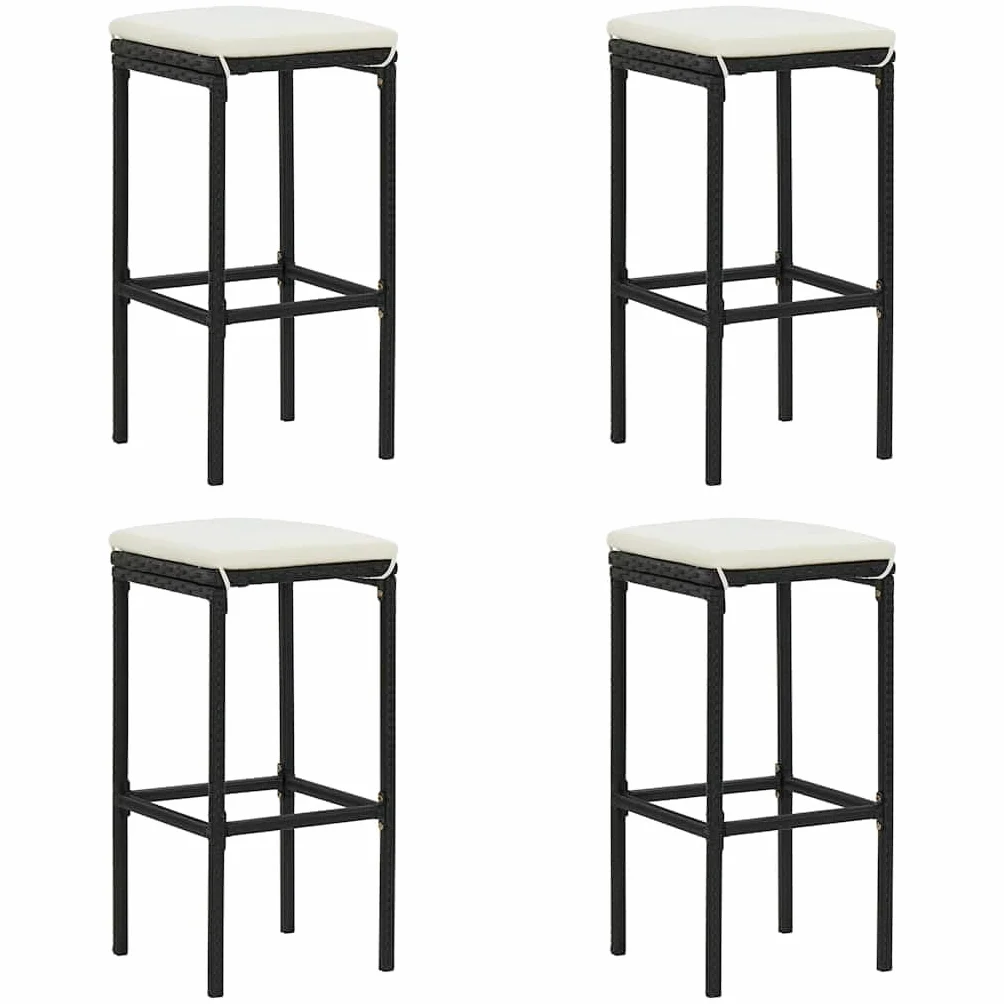 Ensemble de Bar de Jardin Noir Résine Tressée 5 Pièces avec Coussins