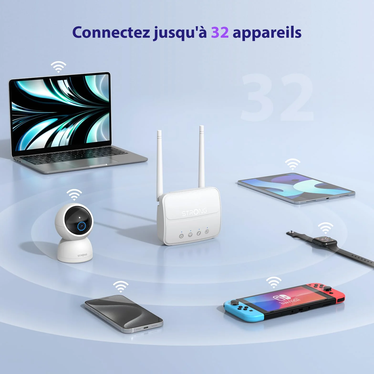 Routeur 4G LTE Cat4 Wi-Fi N300 Mbps Box 4G Port LAN 100 Mbps Antennes détachables Plug & Play Port USB 3.0