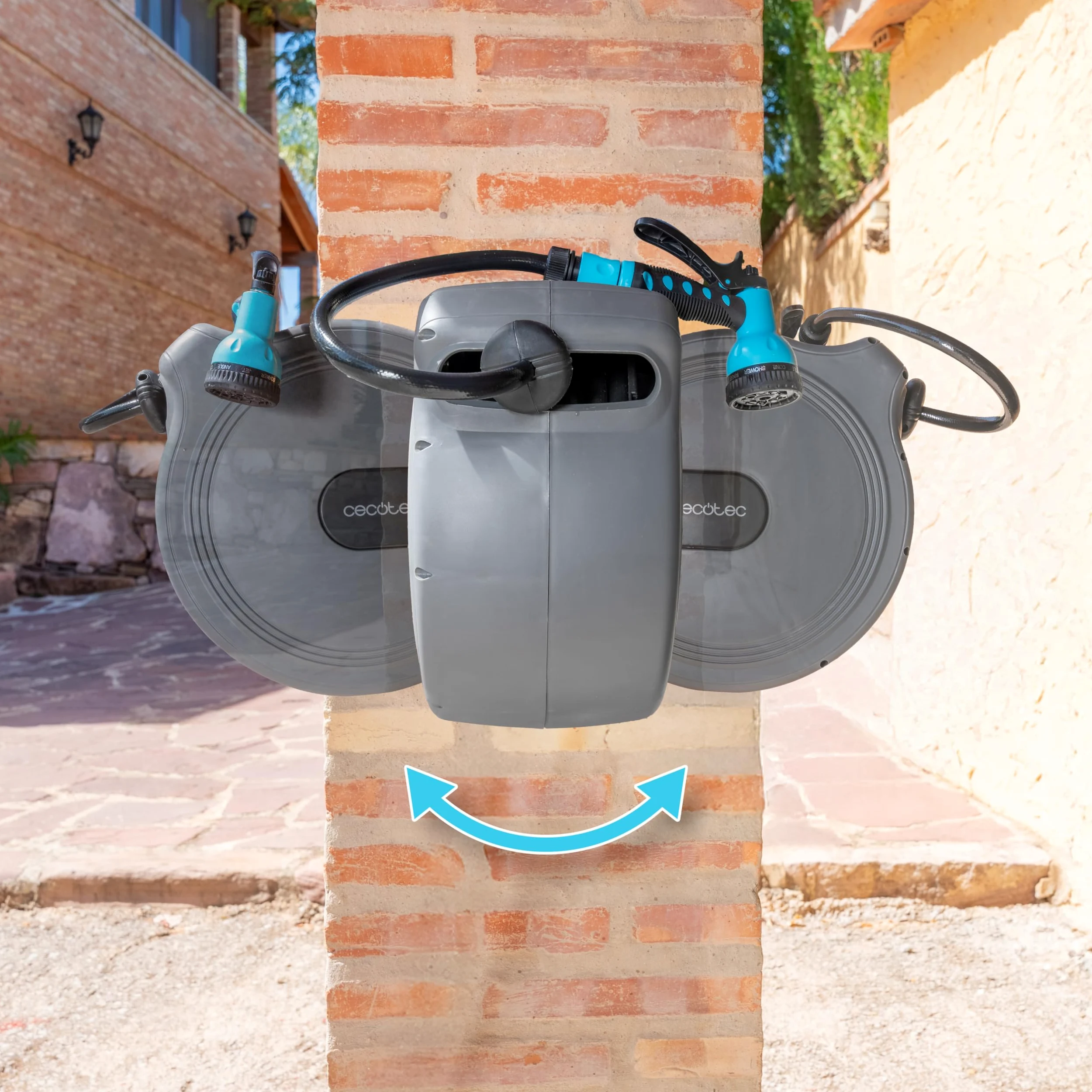Cecotec Enrouleur de Tuyau de 10m HydroShell 10, Technologie SlowReturn, Design Portable et Ergonomique, Inclut Buse Simple et Pistolet Pulvérisateur à 8 Fonctions, Connexion Universelle 3en1