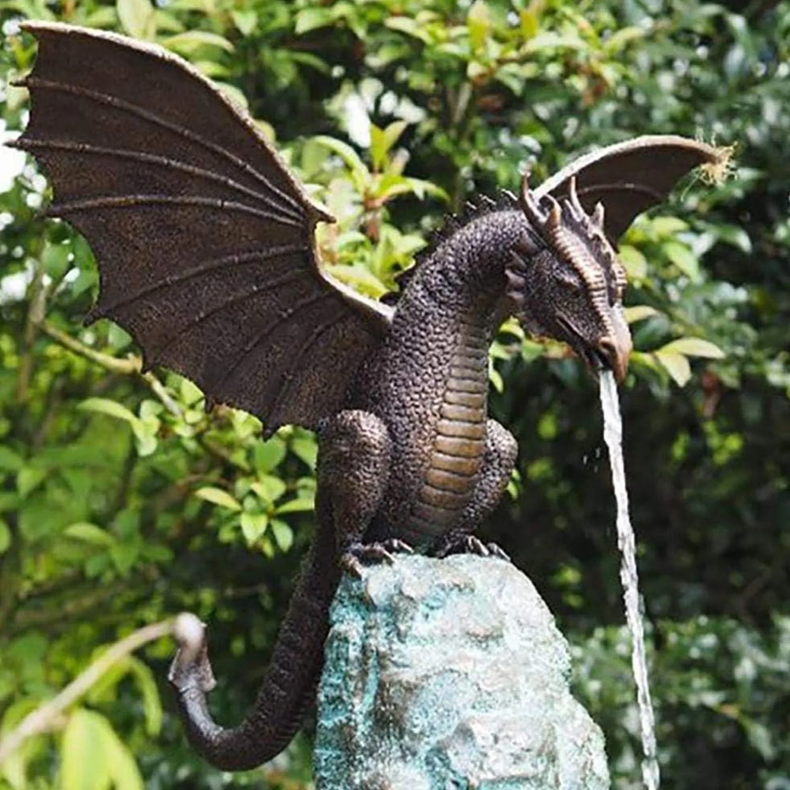 Résine Naturelle Ornements de Fontaine d'eau Statue Rétro pour Aquarium Bassin Jardin