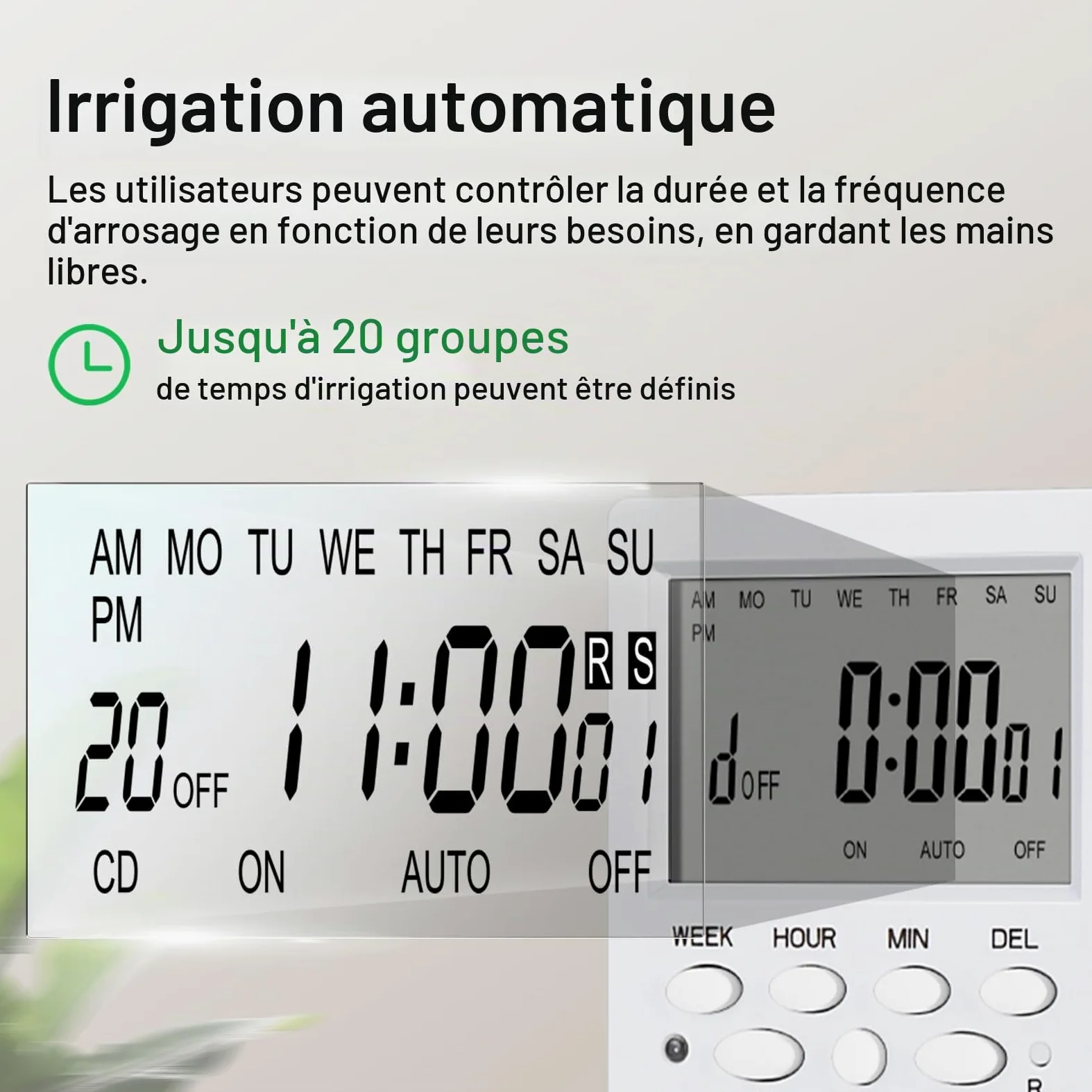 VIVOSUN Kit Professionnel d'Irrigation par Goutte-à-Goutte Automatique, Puissance de Sortie 15W, Kit de Culture Professionnel Tout-en-Un — Comprend Pompe, Minuterie et Régulateur