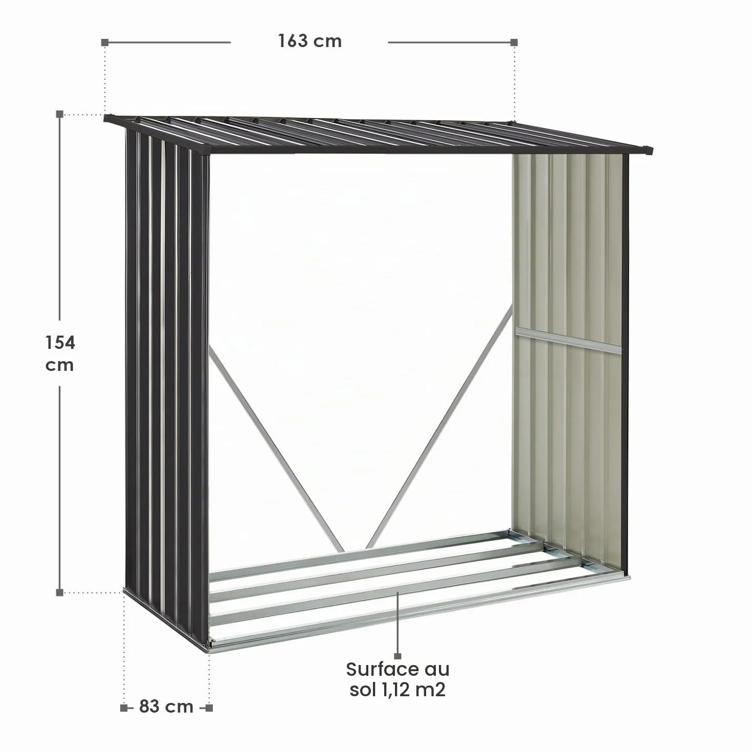 Juskys Abri à bois Enno extérieur étagère acier rangement métal anthracite