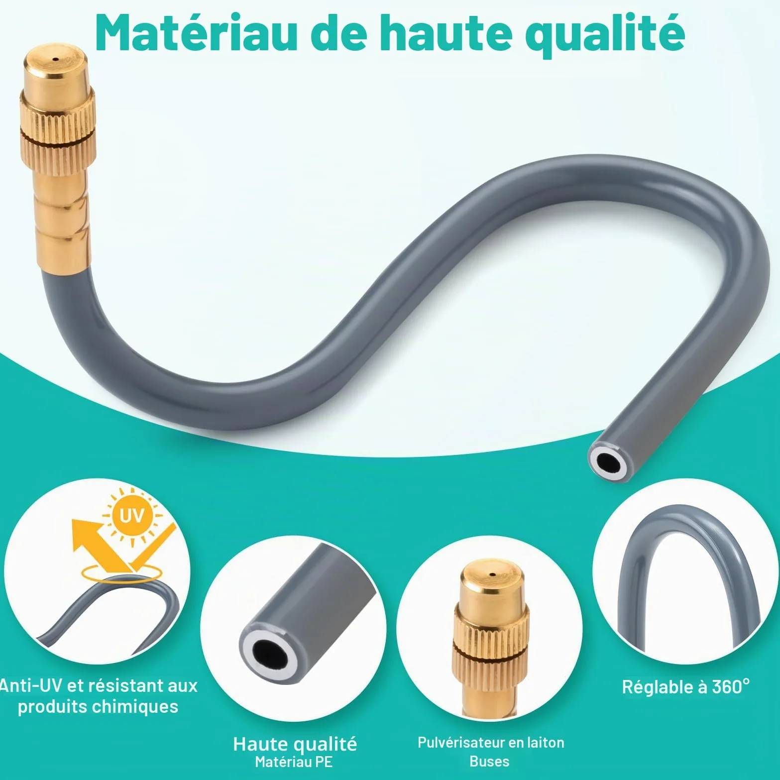 Système d'irrigation automatique de jardin à 360°, irrigation goutte à goutte avec contrôle précis du débit, système d'arrosage système de refroidissement pour serre, parterre surélevé, terrasse