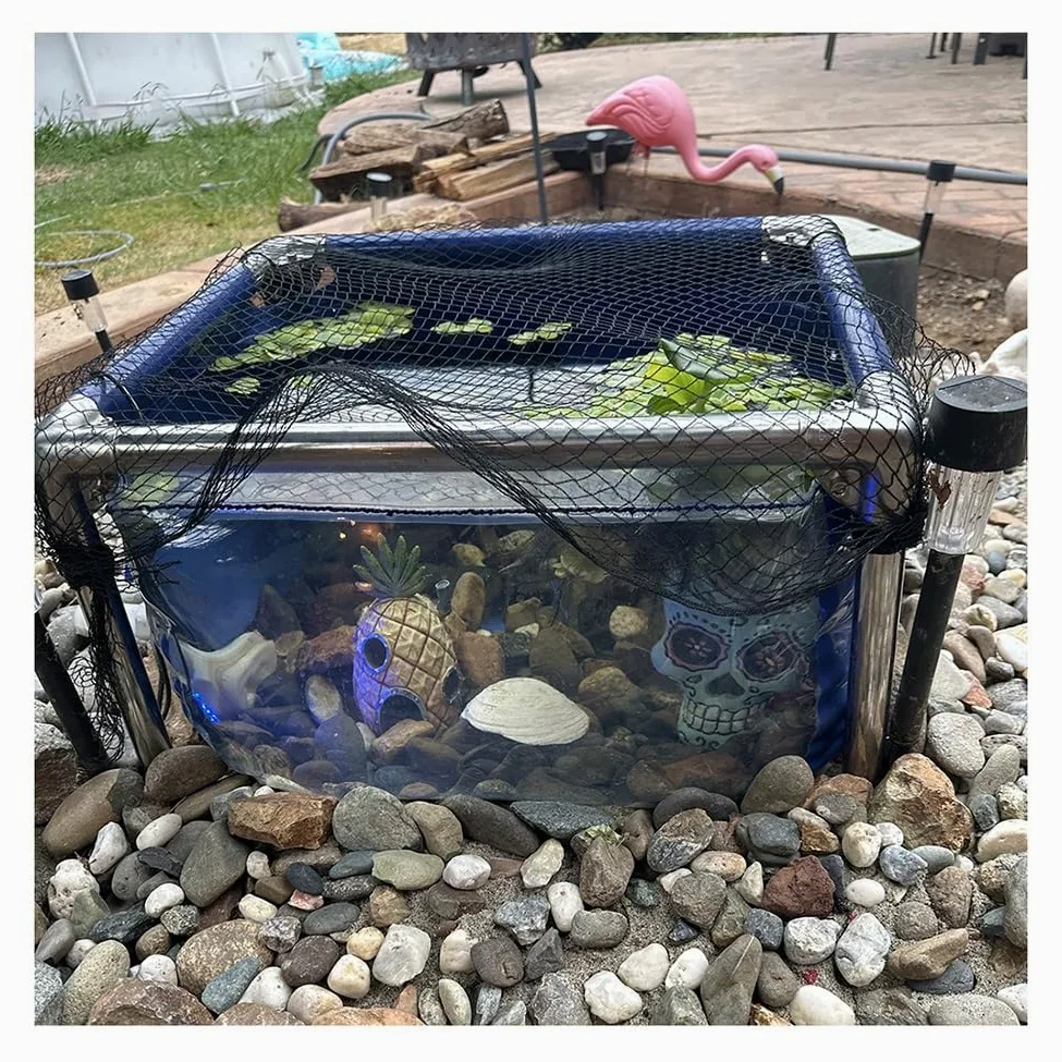Rygcrud Bassin Hors Sol, Piscine pour Tortues dans Le Jardin, Bassins D'élevage De Poissons avec Fenêtre D'observation, Revêtement en PVC Et Structure en Acier, Facile À Assembler.(50x40x30cm)