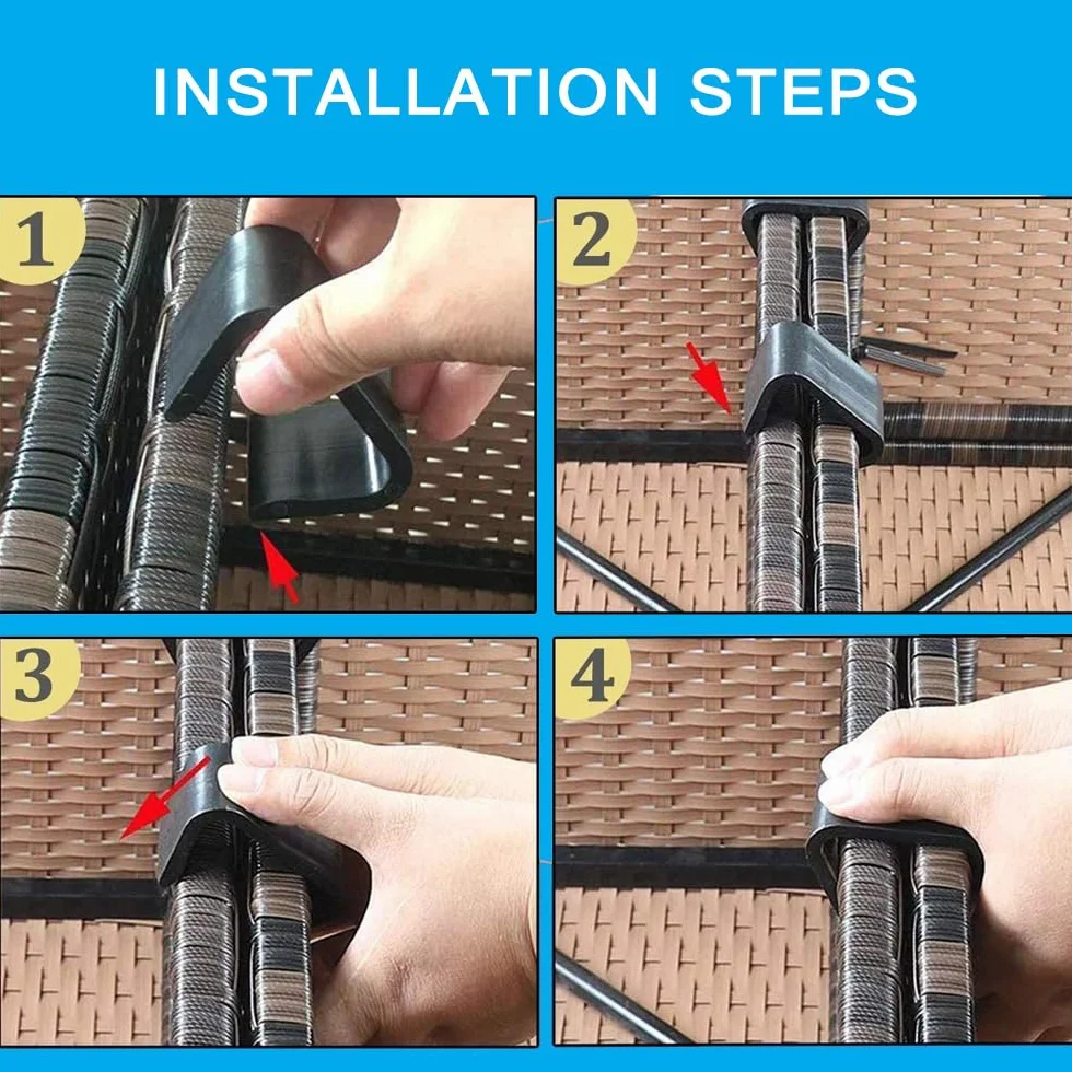 Connecteurs sectionnels en rotin noir Clips d'alignement pour canapé de jardin