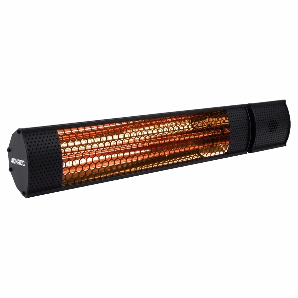 Vonroc Marsili Chauffage Terrasse Extérieur 2000W IP65 Aluminium Noir Mat