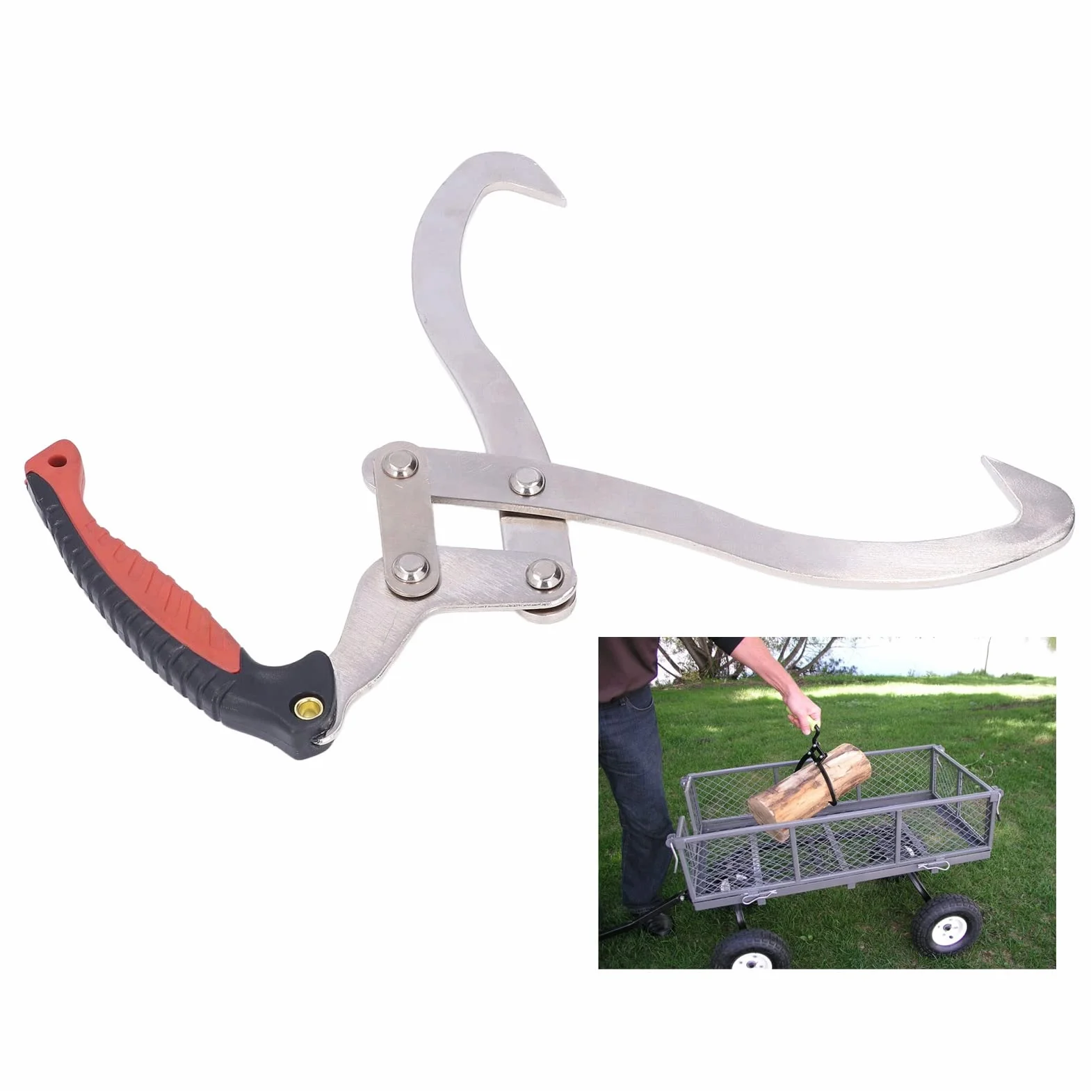 Pince à Bûches en Fer Forgé Crochet à Griffes pour Cheminée avec Poignée Ergonomique