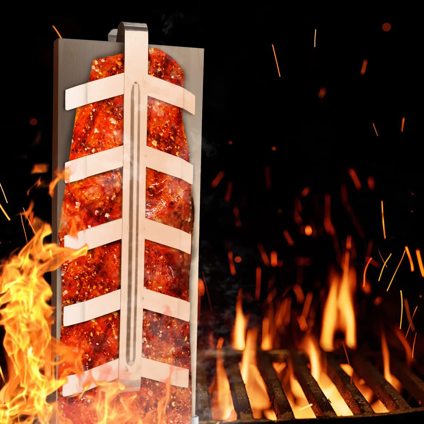 Randaco Lot de 2 planches à fumer en bois de cèdre - 5 niveaux réglables - Support en acier inoxydable - Saumon 2,5 kg - Pour brasero