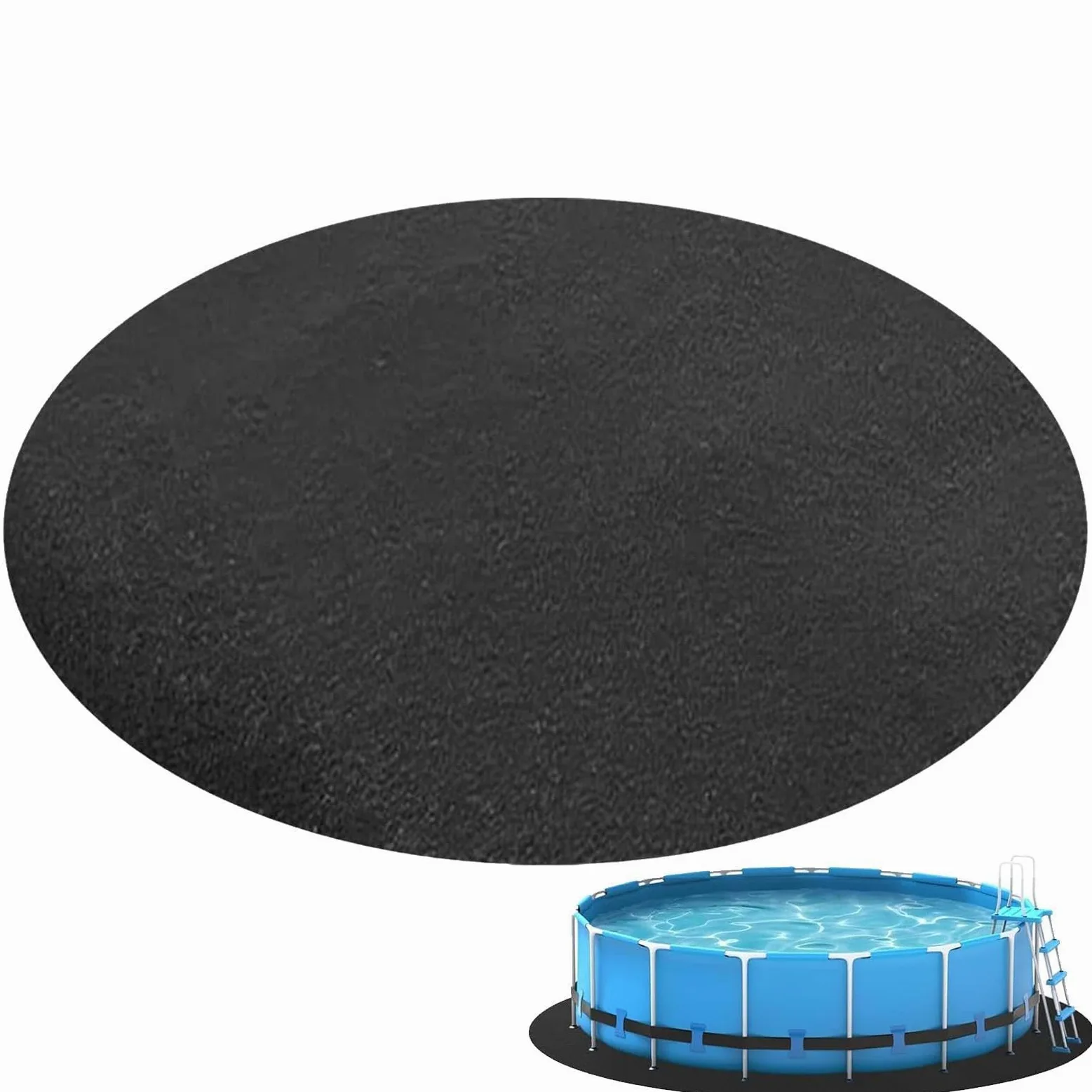 Générique 370cm Tapis De Revêtement De Piscine, Tapis De Sol Rond pour Piscine, Petits T-apis De Spa pour L'extérieur, T-apis De Sol De Piscines Antidérapant pour Sols en Gravier, Ciment Et Béton
