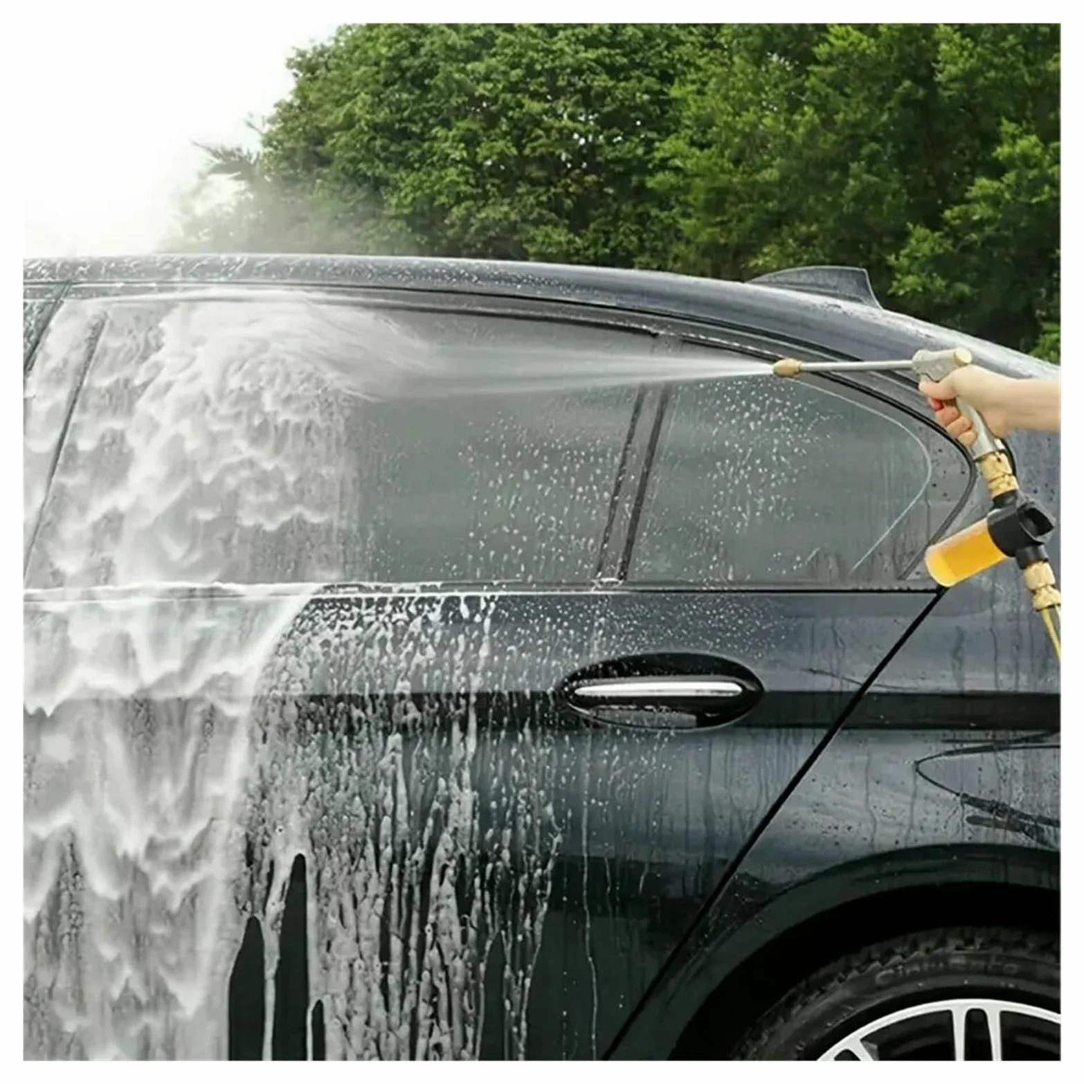 Pistolet d'arrosage avec embout multi-jets, Spray de jardin en métal 360, Joints laiton haute pression réglables, débit Variable, lavage voiture(Water Set)