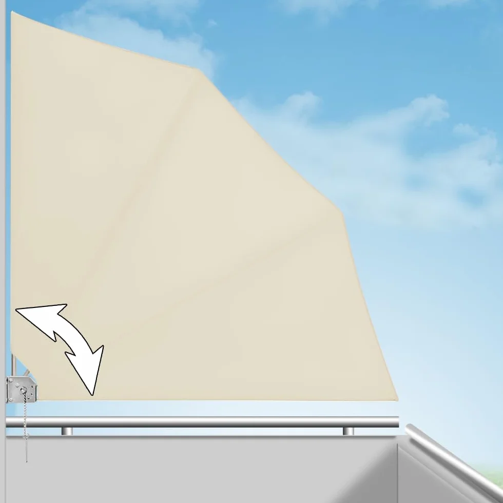Deuba Brise Vue rétractable Occultant 140x140cm Beige Fixation Murale Paravent Balcon Toile Hydrofuge