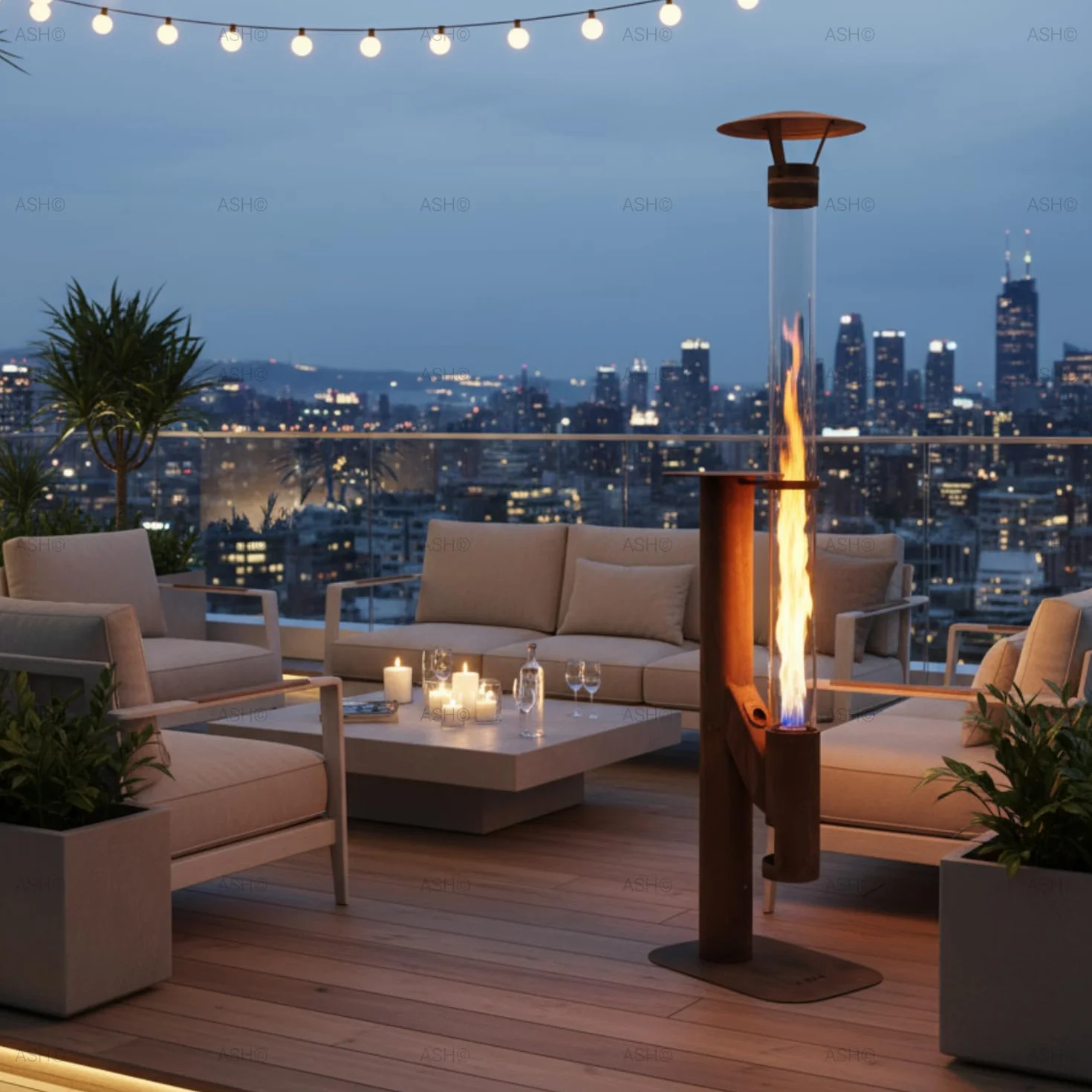 Poêle à granulés Acier Corten 183 cm Cheminée de Jardin Chauffage de terrasse