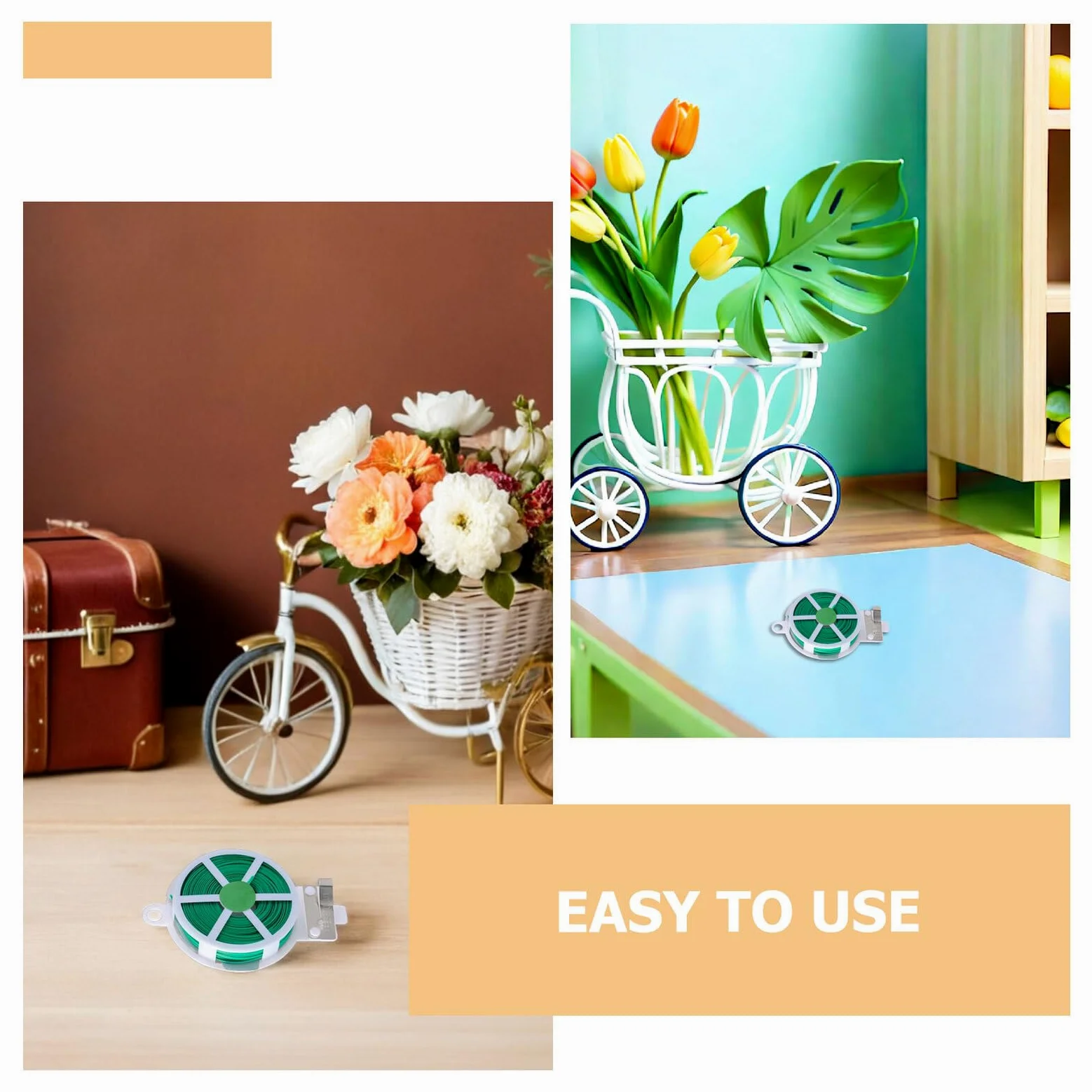 Homoyoyo 12 Rouleaux de Liens de Jardinage pour Plantes Recouverts de Plastique Attache Flexible pour Plantes Grimpantes D'intérieur et D'extérieur, Fixation sans Dommage