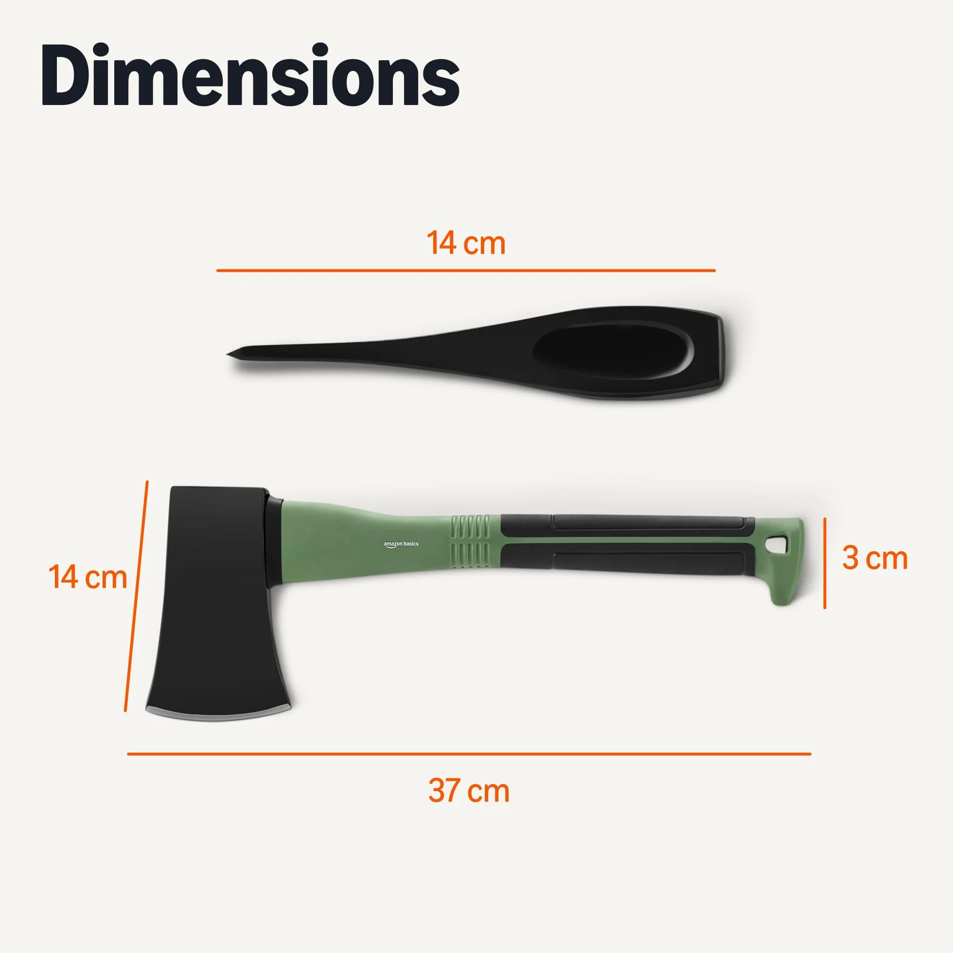 Amazon Basics Hache à Fendre pour Bois, 15 x 5.5 x 1.1 pouces, Olive, Noir, Lot de 1