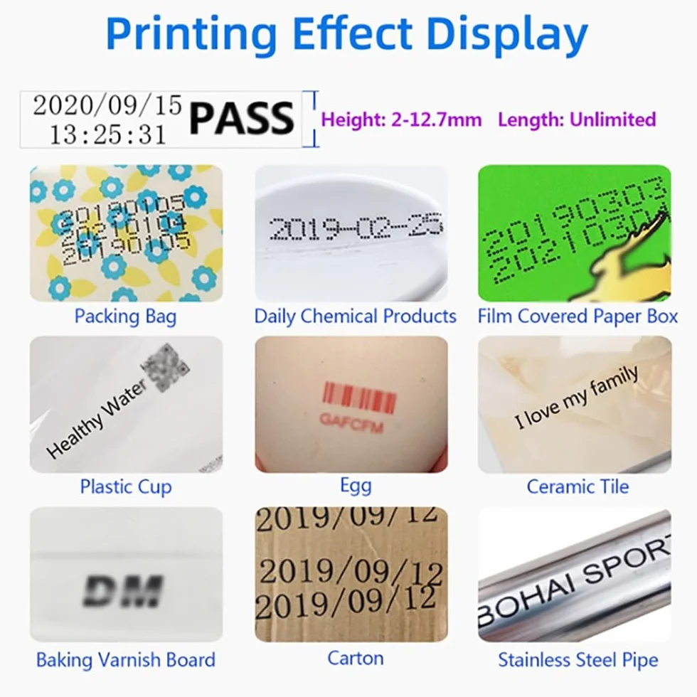 Imprimante À Jet d'encre Portable avec Écran Tactile HD 4,3 Pouces, Batterie Amovible pour Étiquette Date Code-Barres
