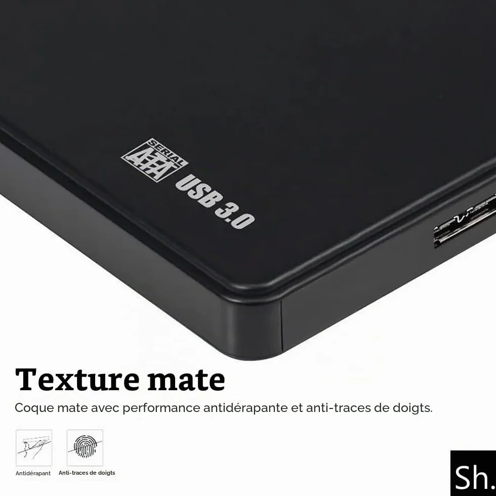 Boîtier Disque Dur Externe 2,5" SATA USB 3.0 HDD SSD Portable 5Gbps UASP Noir
