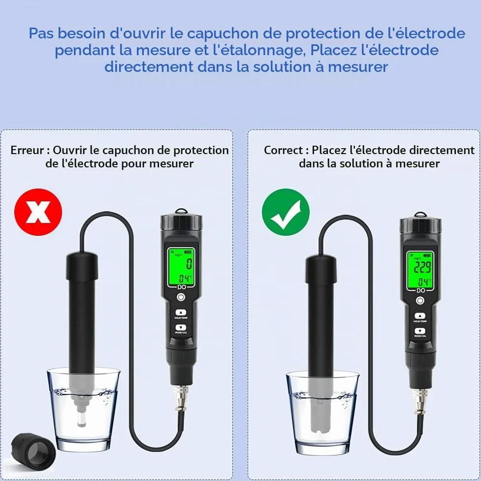 Jadeshay Analyseur d'oxygène, 0,0-40,0 MG/L Compteur d'oxygène Dissous Numérique Testeur de Concentration, Oxymètre Dissous, pour l'aquaculture Aquatique, Les Piscines