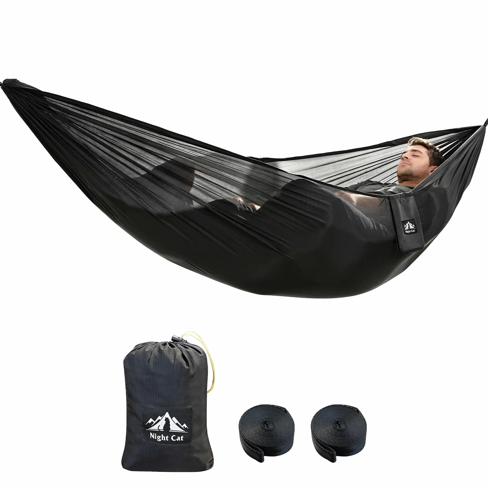 Night Cat Hamac Extérieur Ultraléger: Hamac Suspendu 0,35 KG pour 1 Personne Idéal pour Le Camping Le Bivouac Et La Randonnée