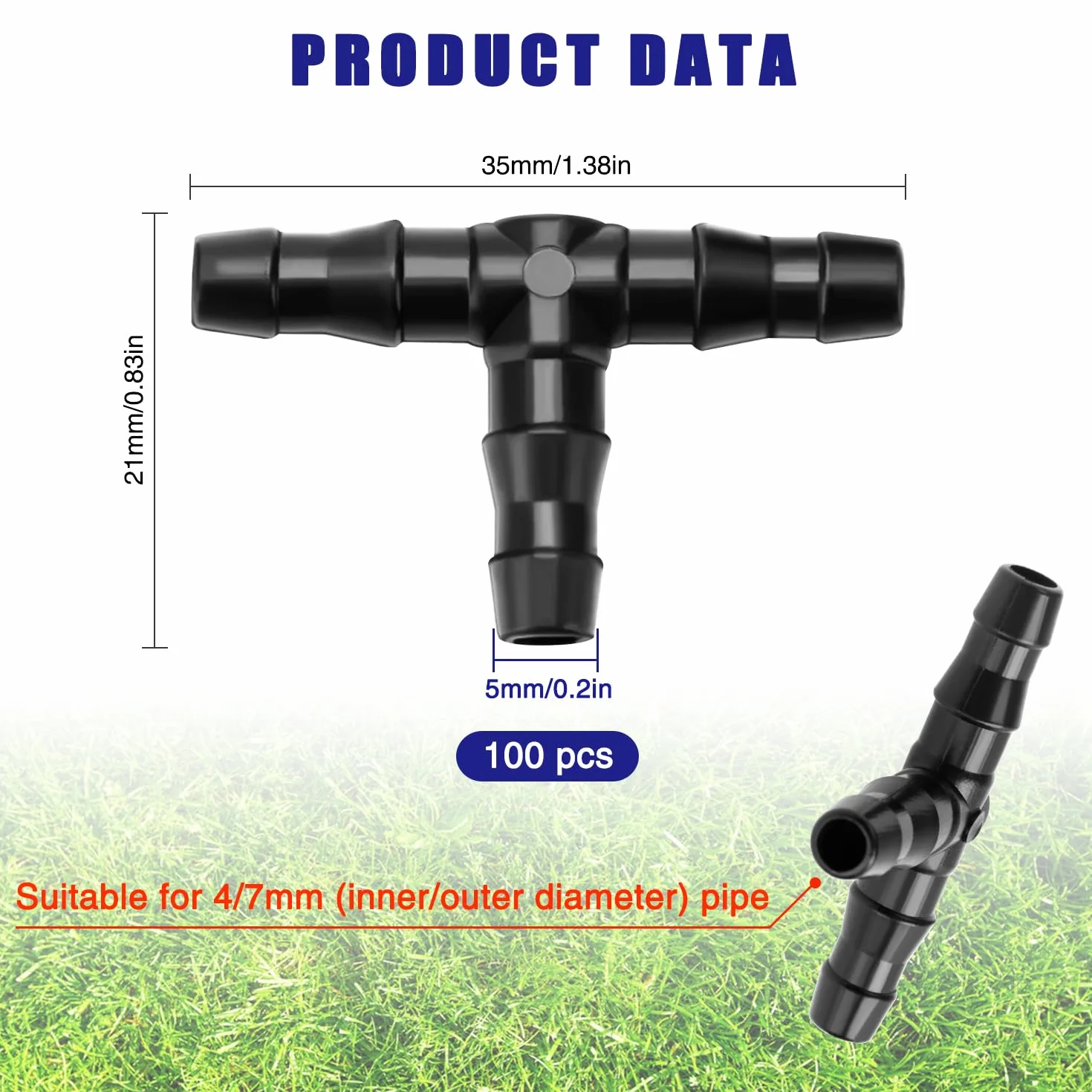 VooGenzek Raccord de Tuyau Tee Plastique 4/7 mm pour Irrigation Jardin Arrosage