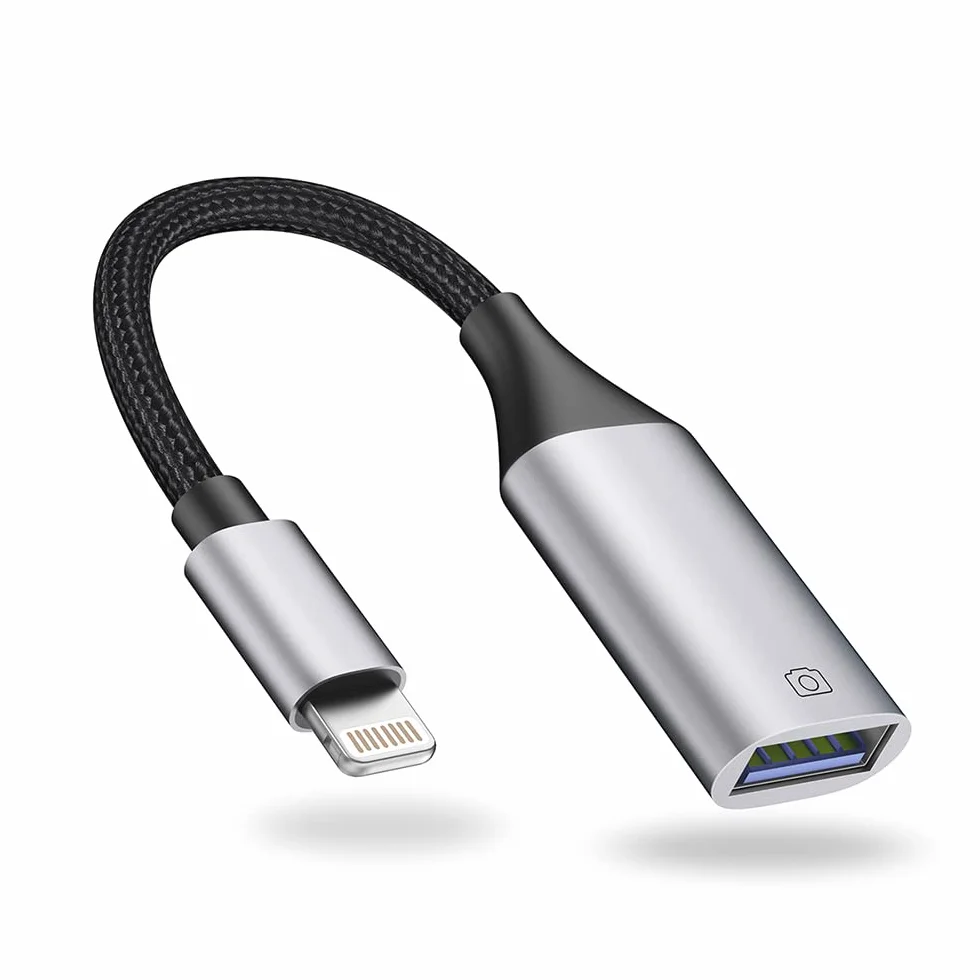 Adaptateur Lightning vers USB MFi pour iPhone iOS OTG Caméra Lecteur Flash Carte Souris Clavier