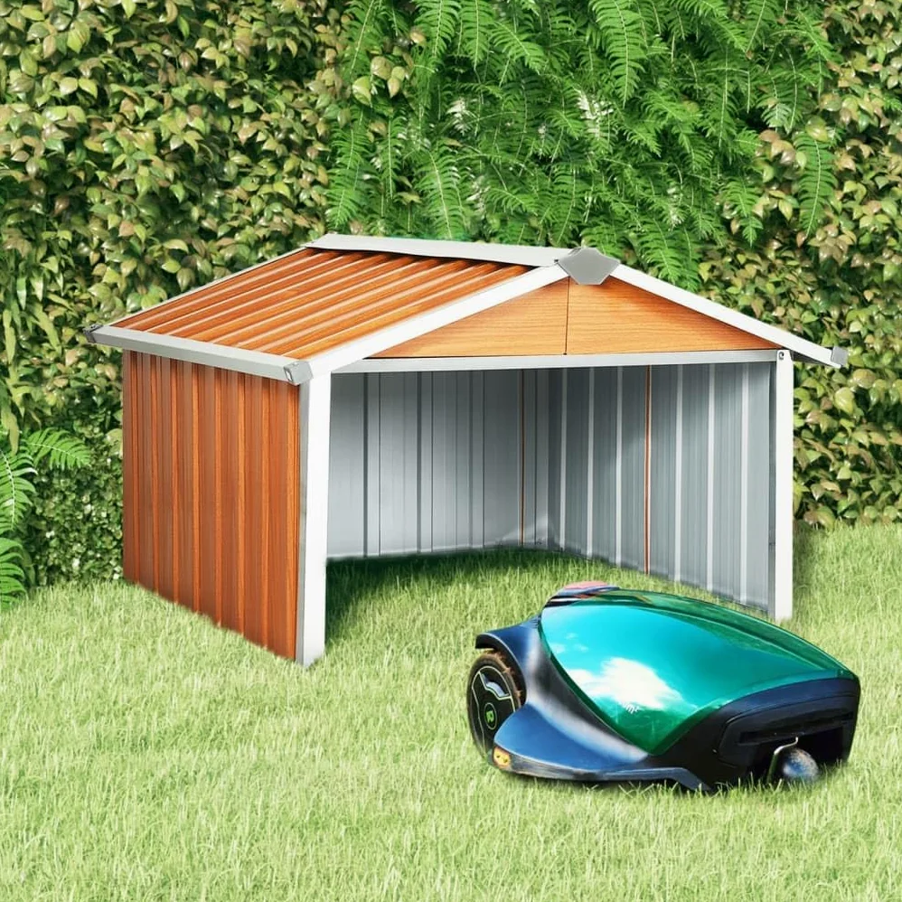vidaXL Garage Tondeuse à Gazon 92 x 97 x 63 cm Acier galvanisé Marron