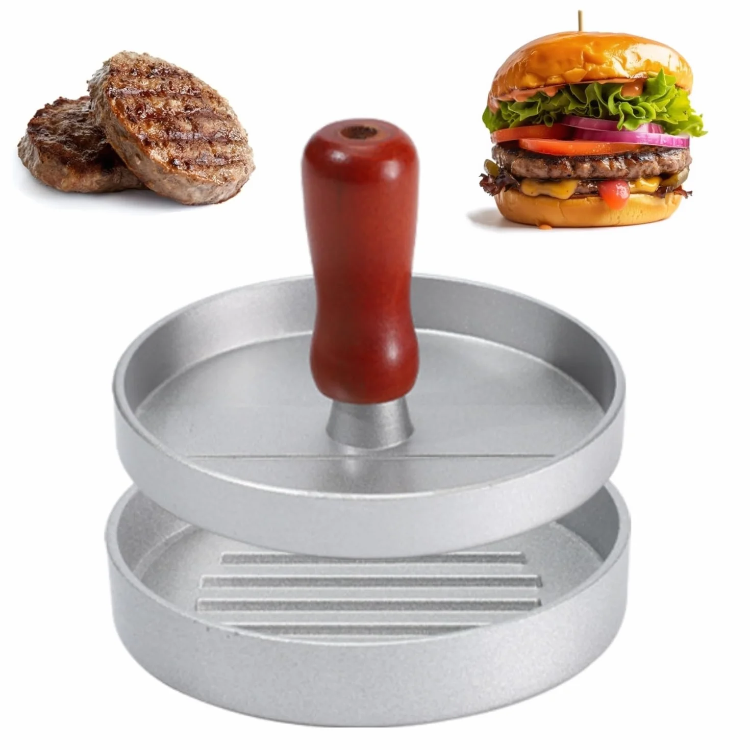 Presse à Steak Haché Antiadhésive en Aluminium pour Hamburger BBQ