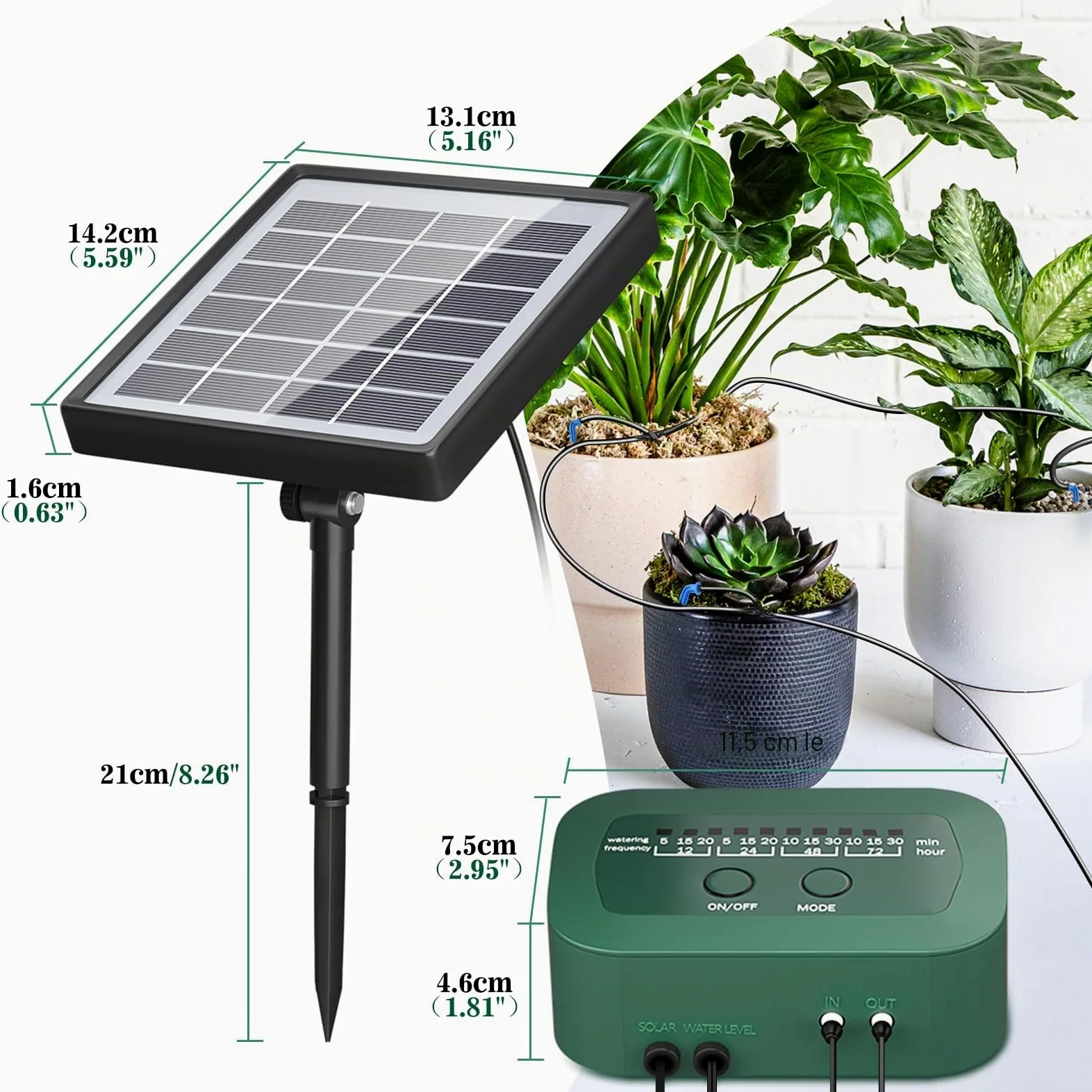 SoulBay Kit d'irrigation Goutte à Goutte Automatique à énergie Solaire, 12 Modes de Synchronisation, avec tuyau d'arrosage de 15 m pour jardin intérieur et extérieur en pot