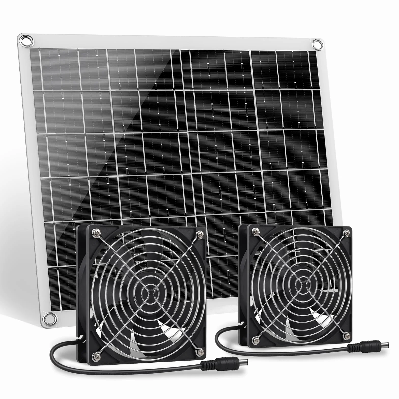 Ventilateur solaire 15W IP67 étanche double ventilateur pour poulailler serre cabane jardin