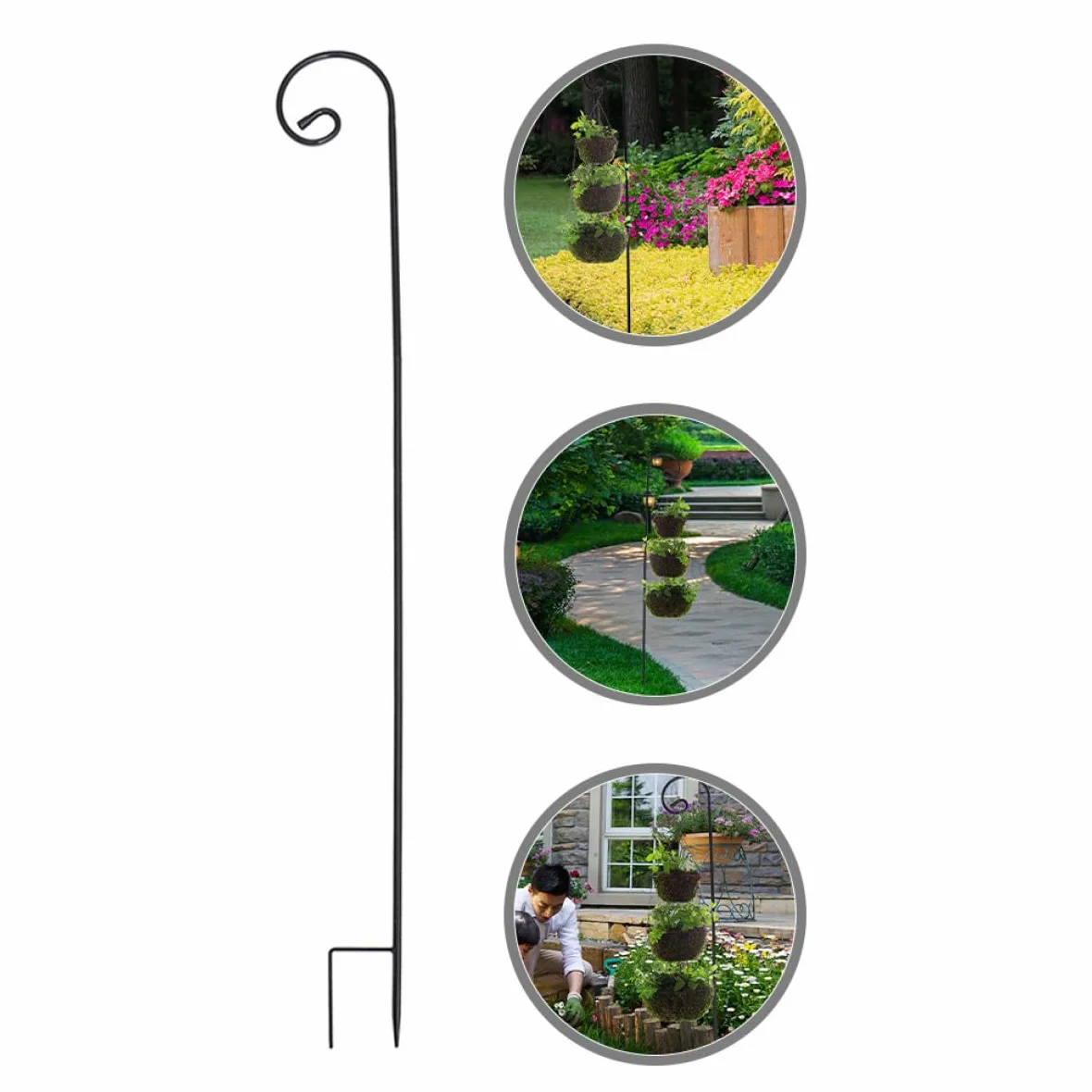 ibasenice Crochets en Fer Noir pour Suspendre Pots de Fleurs et Mangeoires à Oiseaux Résistants et Détachables Lot de 2 pour Balcon et Jardin