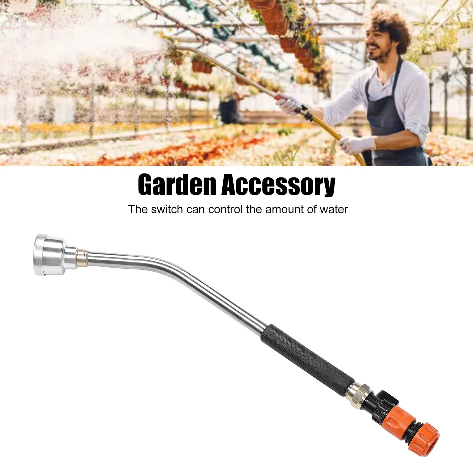Tuyau D'arrosage D'arrosage Arrosage Légumes Pistolet de Douche Ménage Pépinière Pistolet Agricole Buse en Aluminium Longue pour arrosé (60CM)