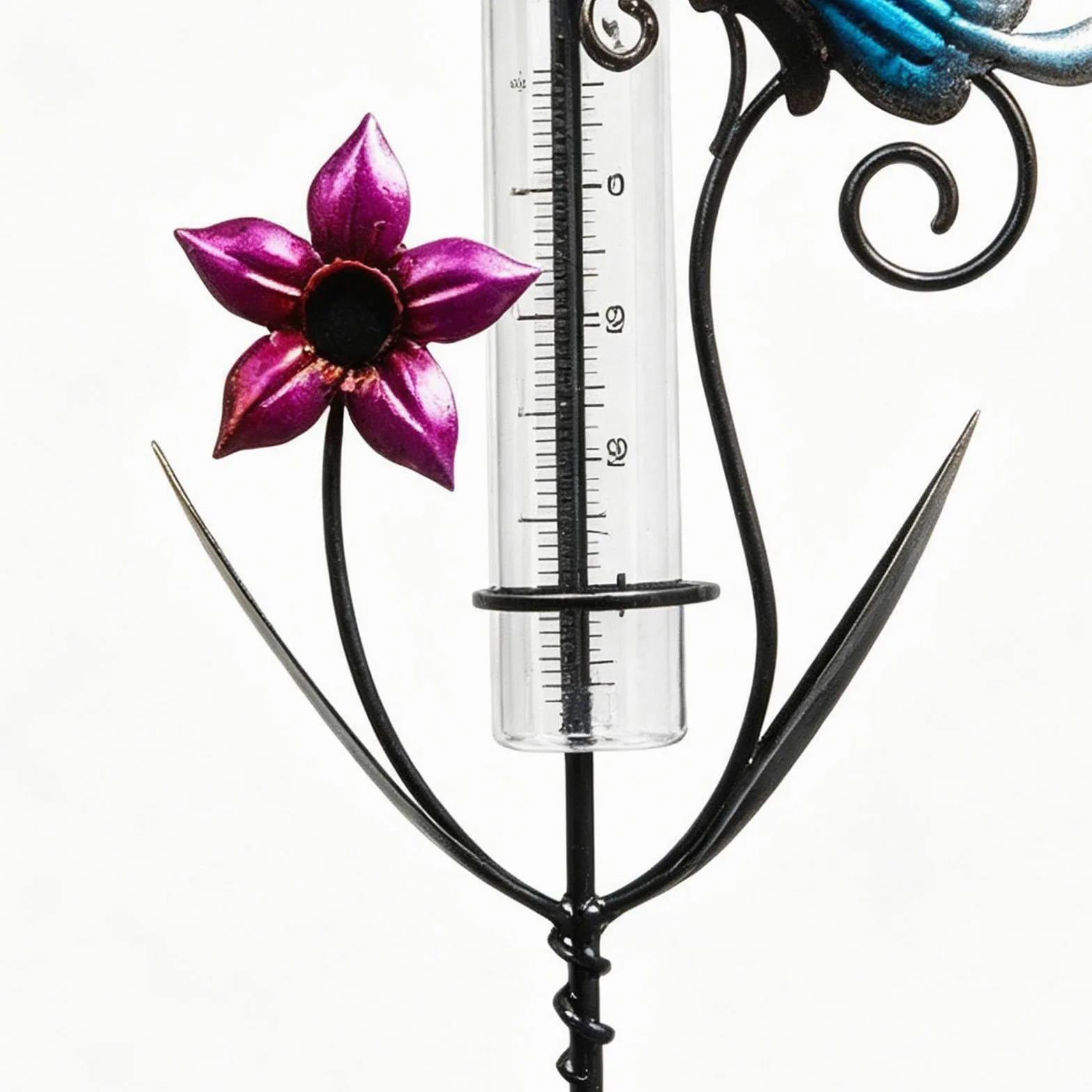 Pluviomètre | Objet Décoration Mesure Pluie Design Papillons et Fleurs | Jauge de Mesure de Pluie - Pour Jardin Pelouse Cour Terrasse Patio Clôture