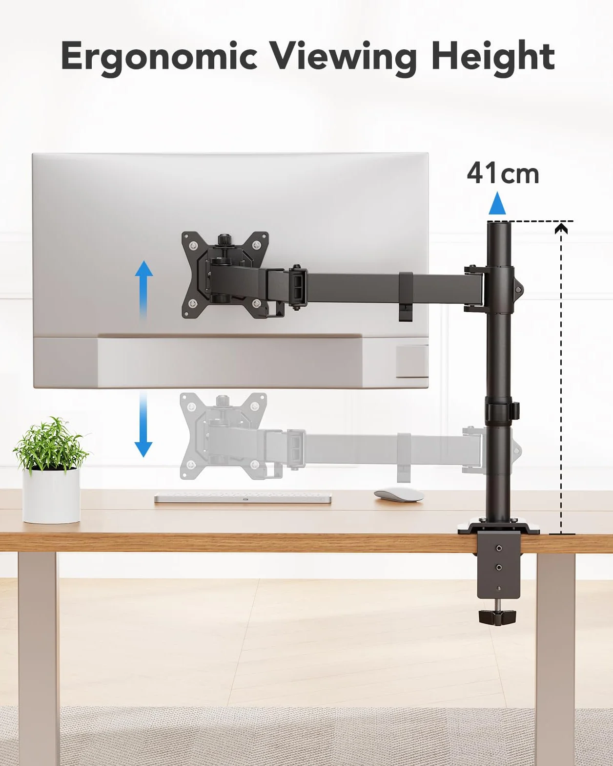 HUANUO Support de Moniteur 13-32 Pouces, Bras Articulé avec Réglage Hauteur, Inclinaison, Pivotement, Rotation, VESA 75/100 mm