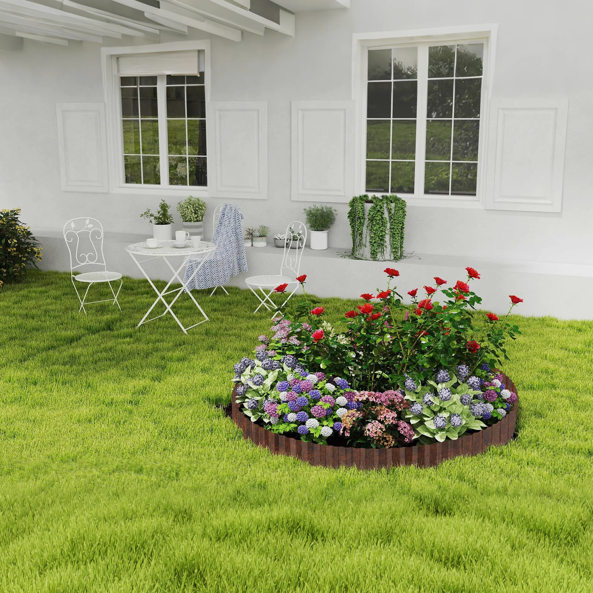 Aufun Bordure de pelouse en métal - 10 m - En forme de vague - 18 cm de haut - Idéale pour la délimitation de pelouse et de parterres - Inoxydable et durable - Flexible pour les amateurs de jardin et