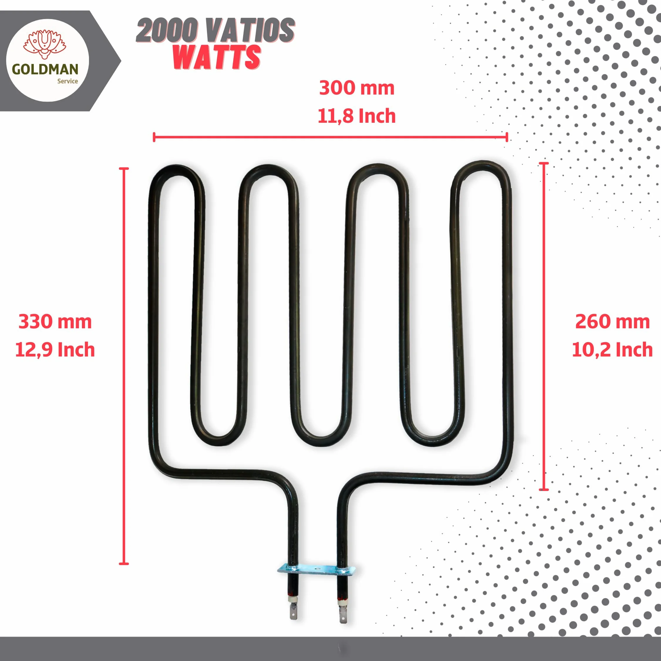 Résistance pour poêle à sauna 2000 W 300 x 330 mm compatible SPA hôtel
