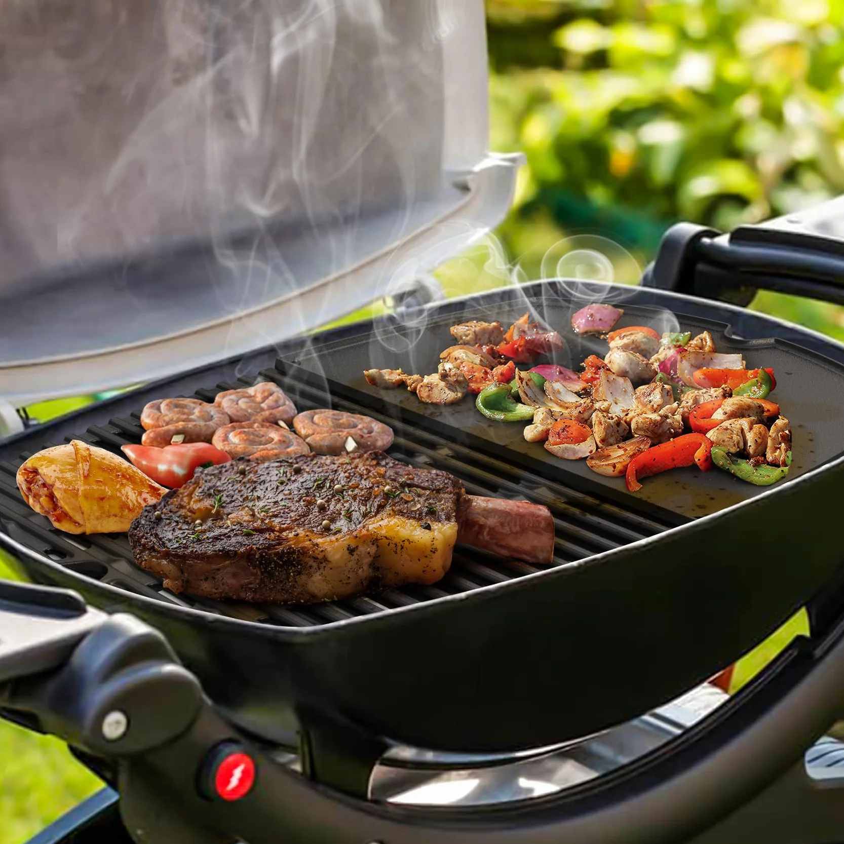 onlyfire Plaque de Cuisson Réversible Grille Weber Q 200/2000 Pièces Rechange 6559 7645 Barbecue Fonte