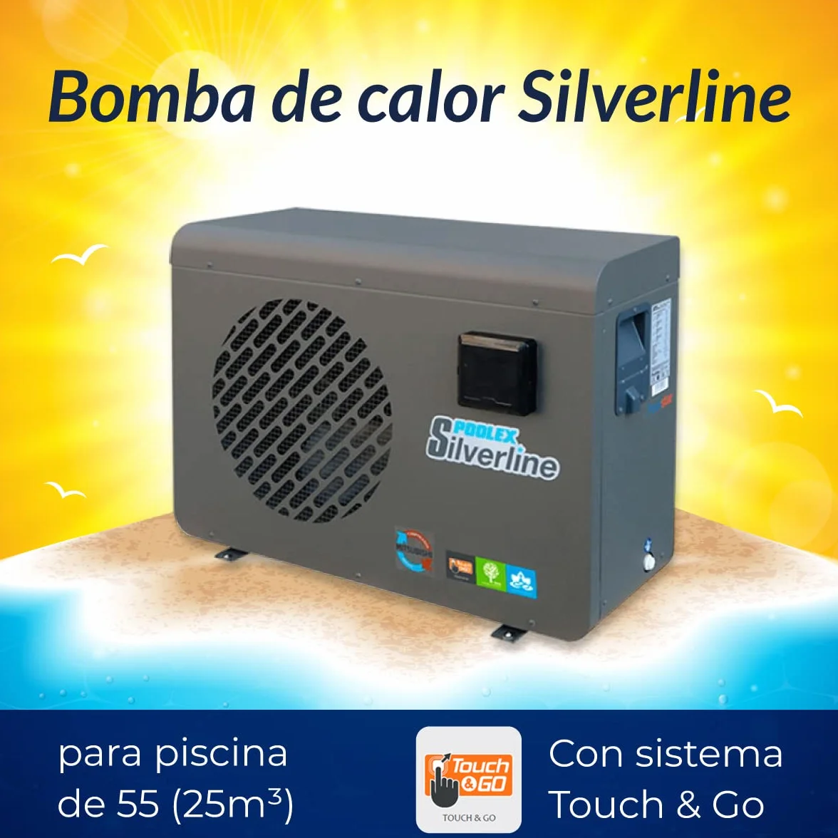 POOLEX Pompe à Chaleur Piscine PC-SLP055 Silverline 55 5.5kW 20-30m3 Silencieuse