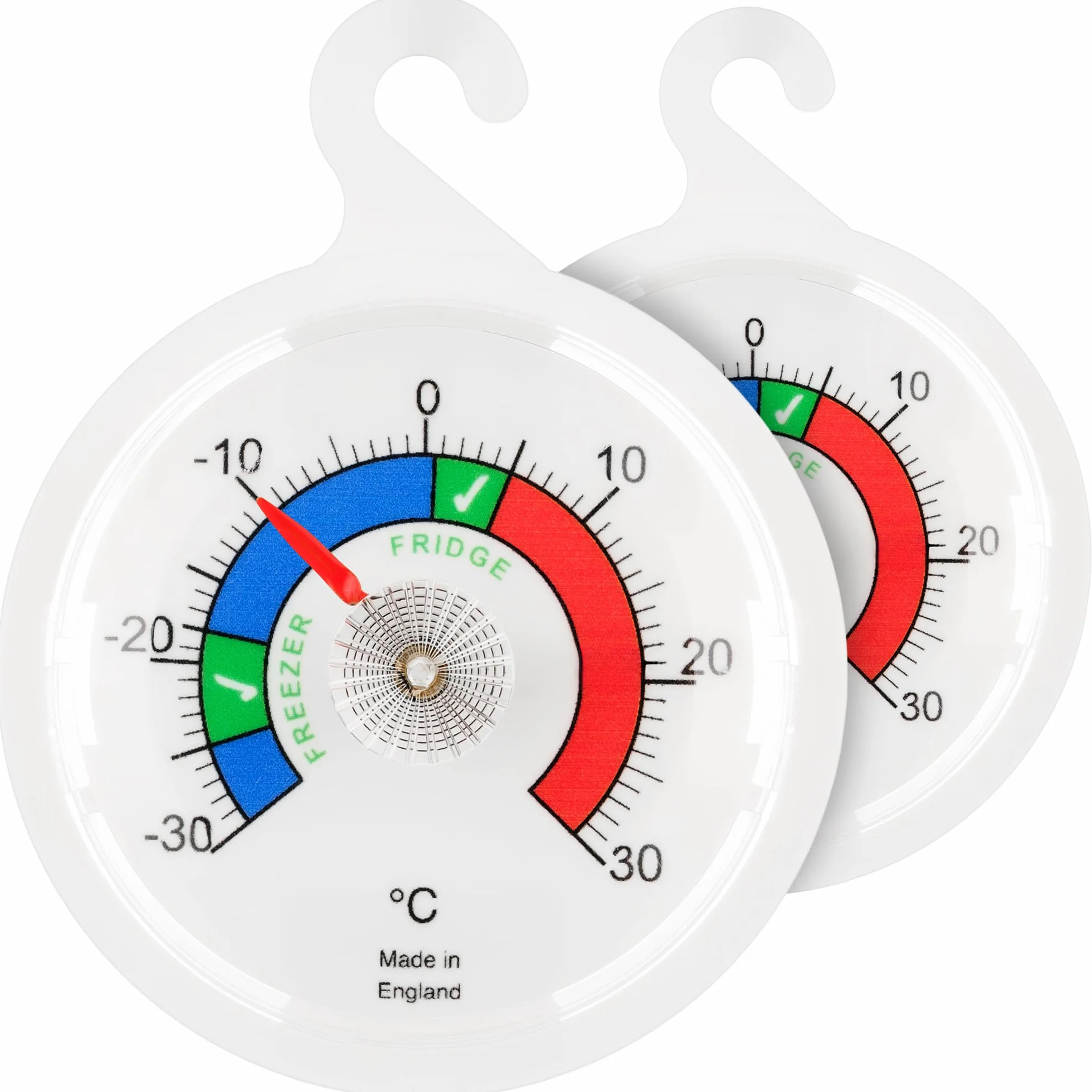 Lot de 2 thermomètres de réfrigérateur à cadran 65 mm zones colorées