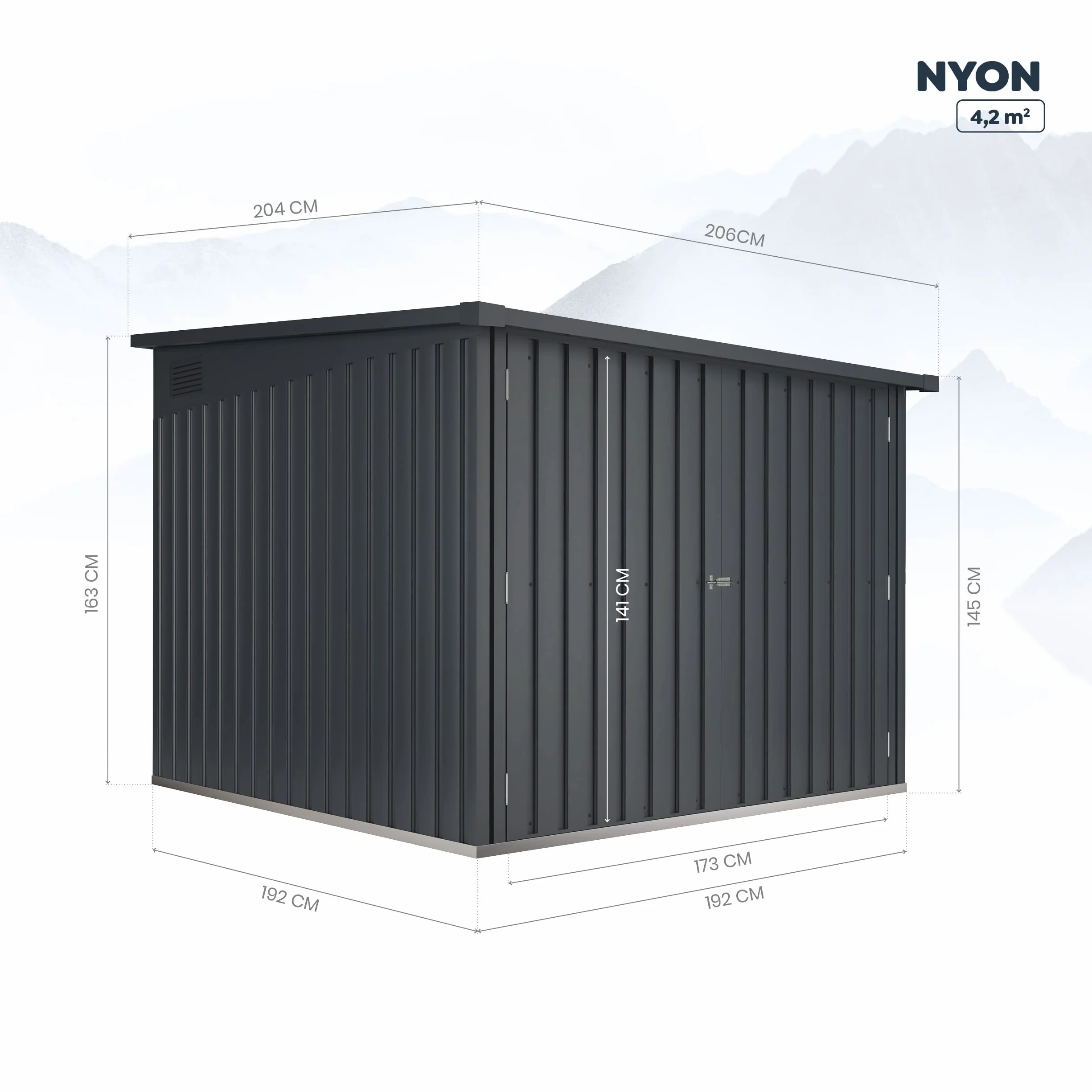 Armoire 4 vélos Nyon 204x206x163cm Placard Jardin 4,2 m2