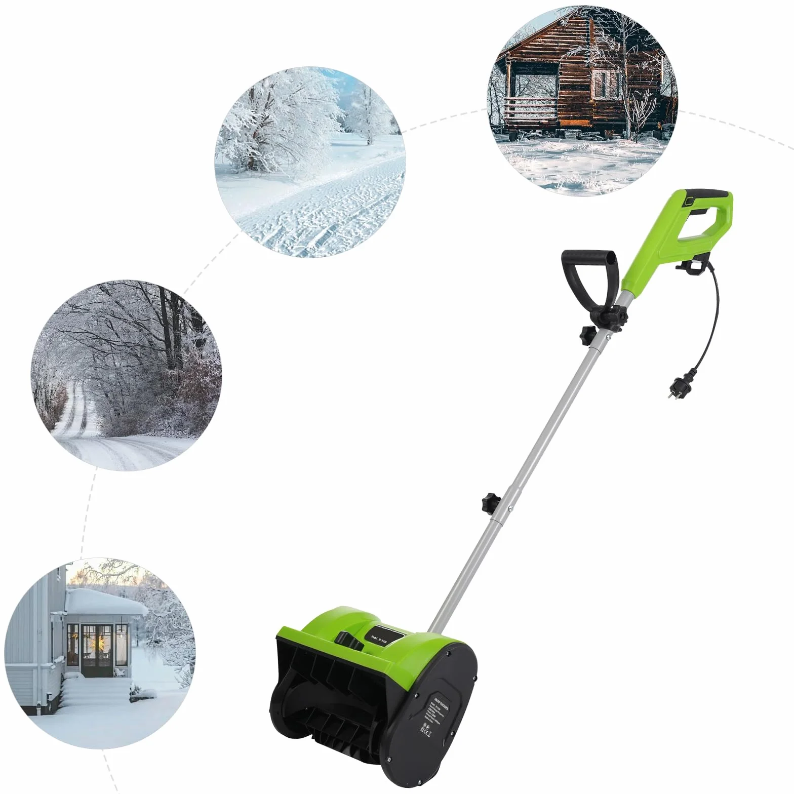 Fraise à neige électrique 1200 W 3500 tr/min 15 cm 8 m