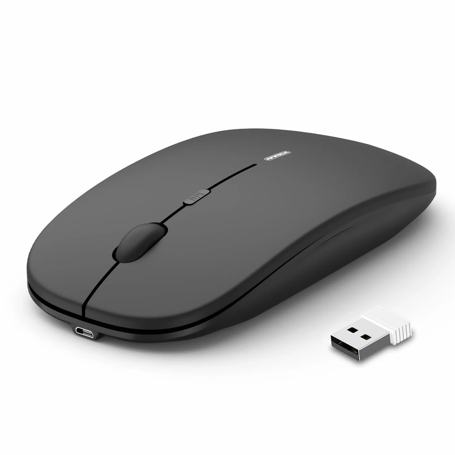 Souris sans Fil Silencieuse Rechargeable USB 1600 dpi 3 Niveaux de réglage 10 m Mini Ordinateur Portable PC