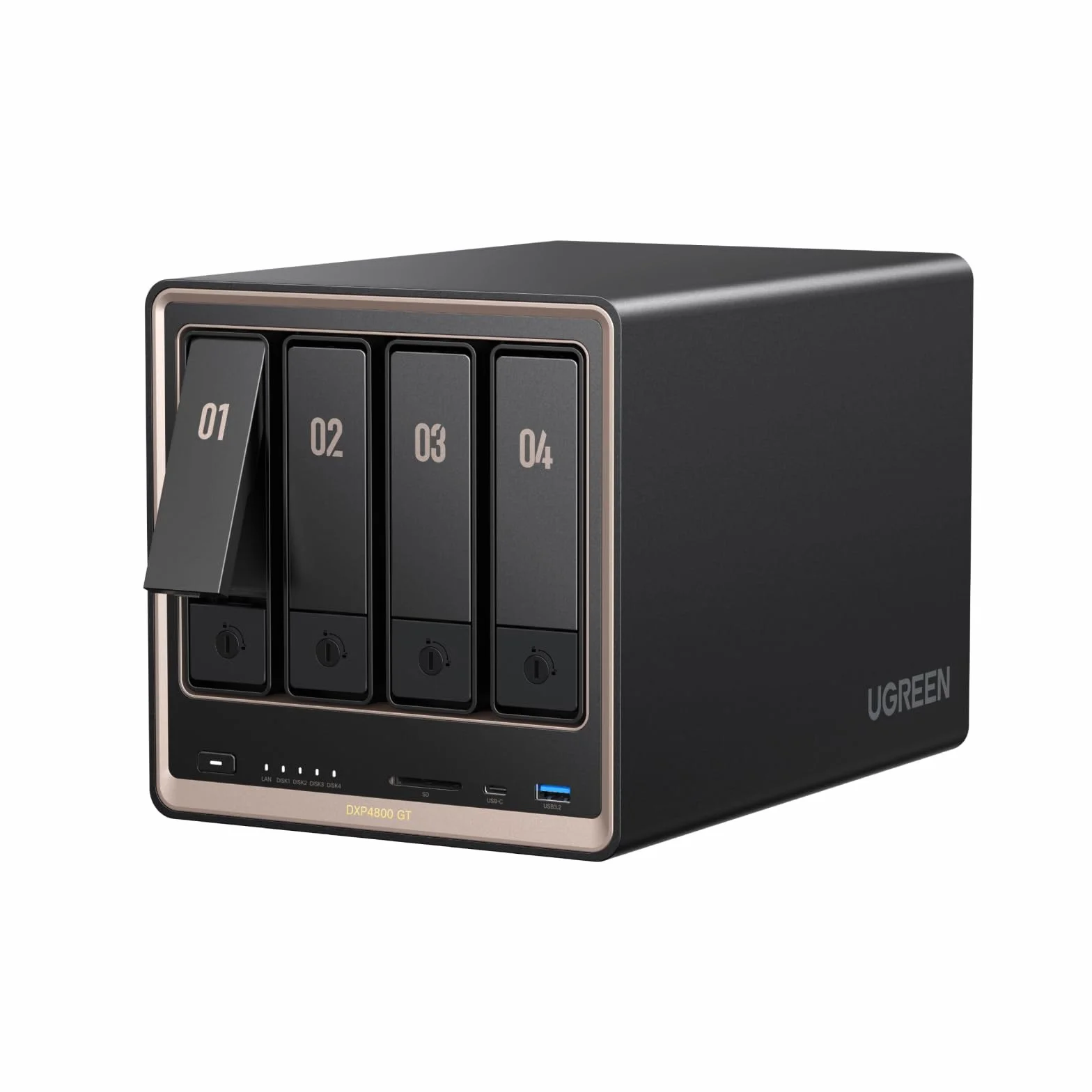 UGREEN NASync DXP4800 GT NAS 4 Baies Double LAN 10GbE AMD Ryzen R2514 8 Go RAM ECC M.2 NVMe HDMI 4K