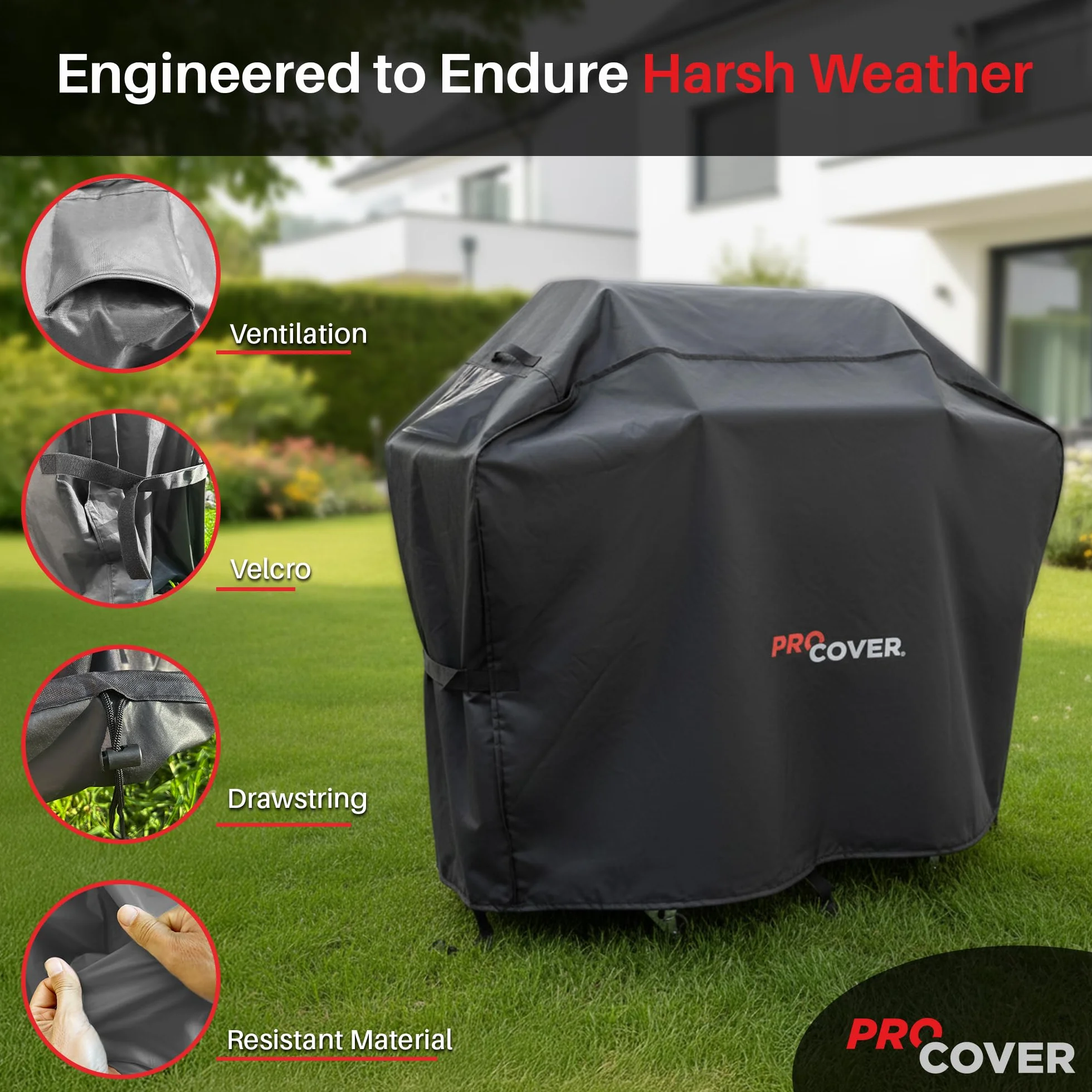 Housse Professionnelle pour Barbecue Extérieur Imperméable 132x112x66cm