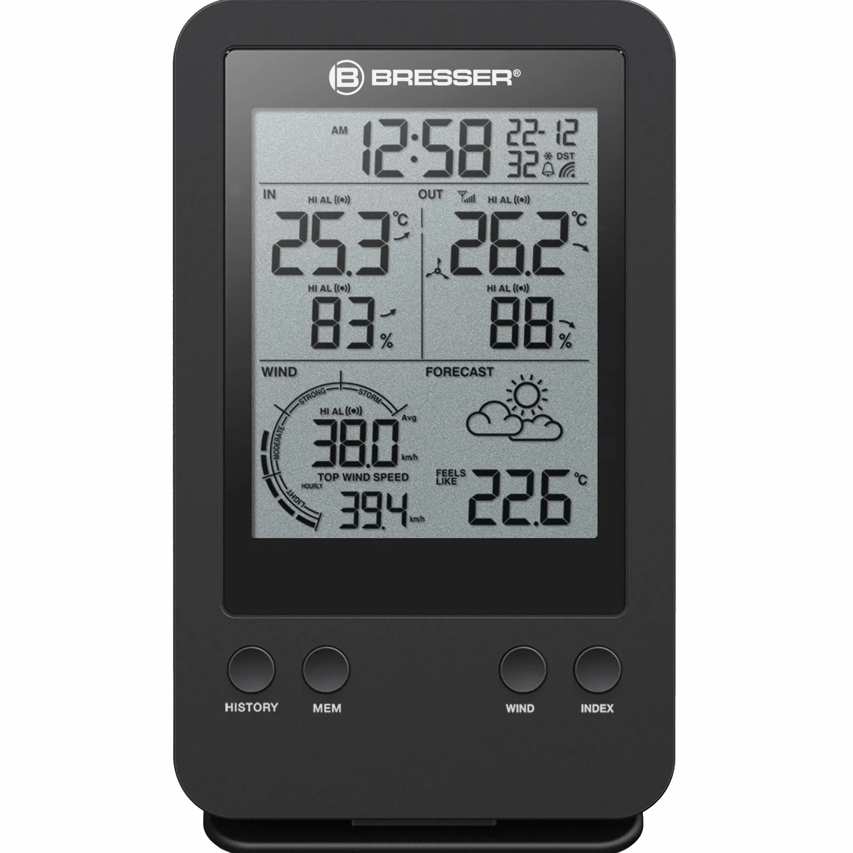 Bresser Station météo sans fil Avec écran noir et blanc sans Wi-Fi. Écran noir et blanc.
