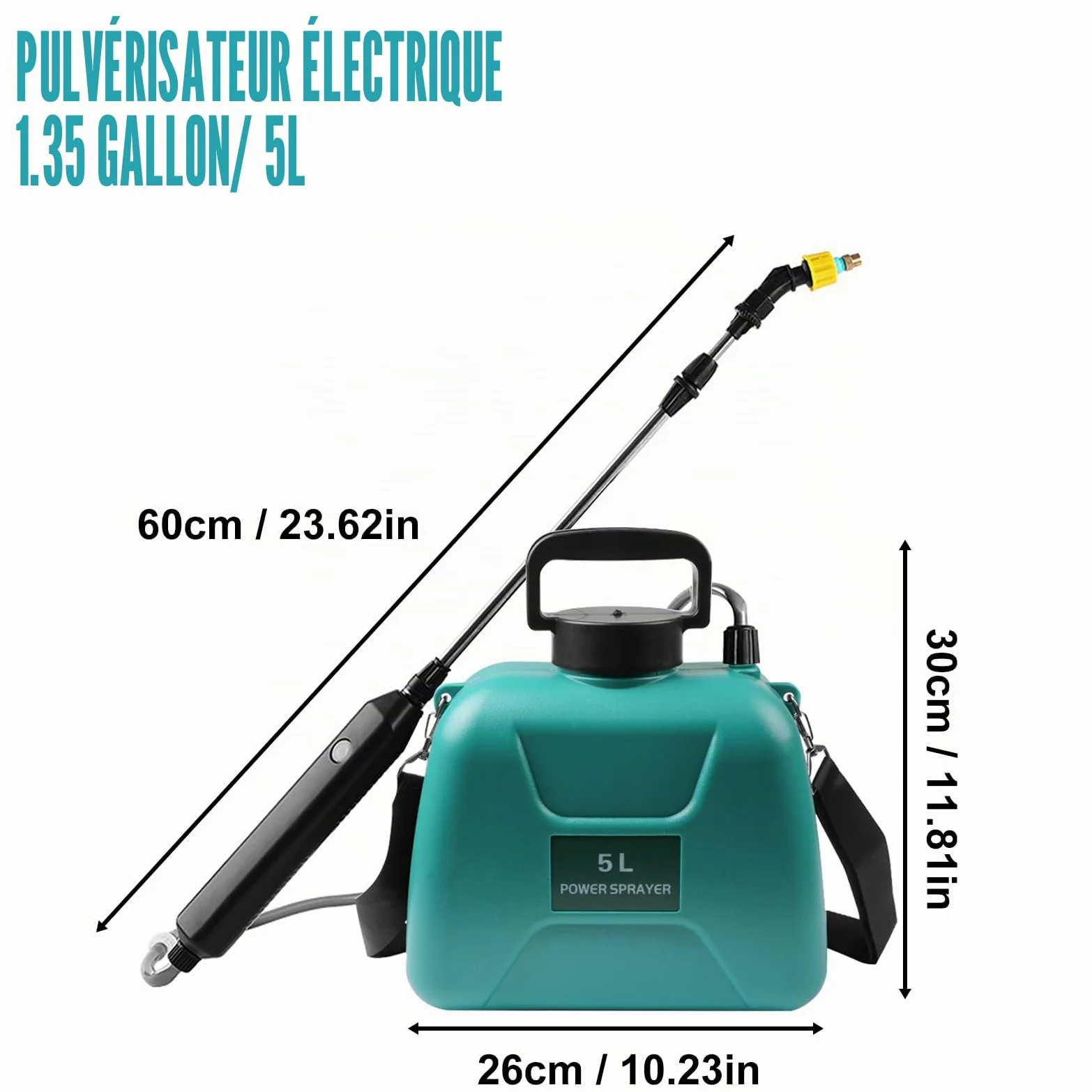Pulverisateur Electrique 5L Pulverisateur de Jardin Electrique pour Plantes avec Lance Telescopique Pulvérisateur à Batterie 2400mAh Rechargeable Potable (Vert)