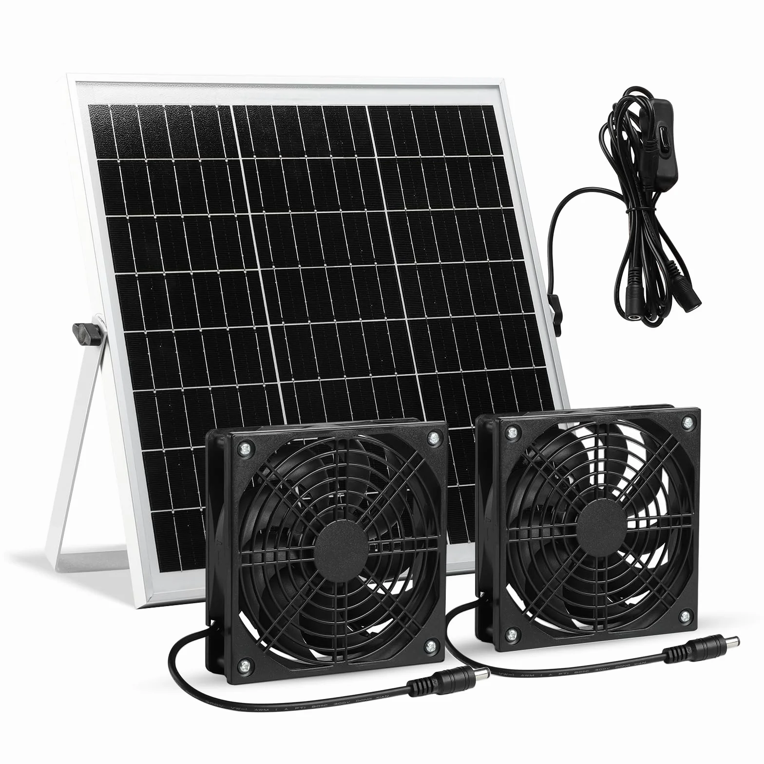 Ventilateur solaire étanche 15 W double ventilateur CC poulaillers serres hangars niches animaux